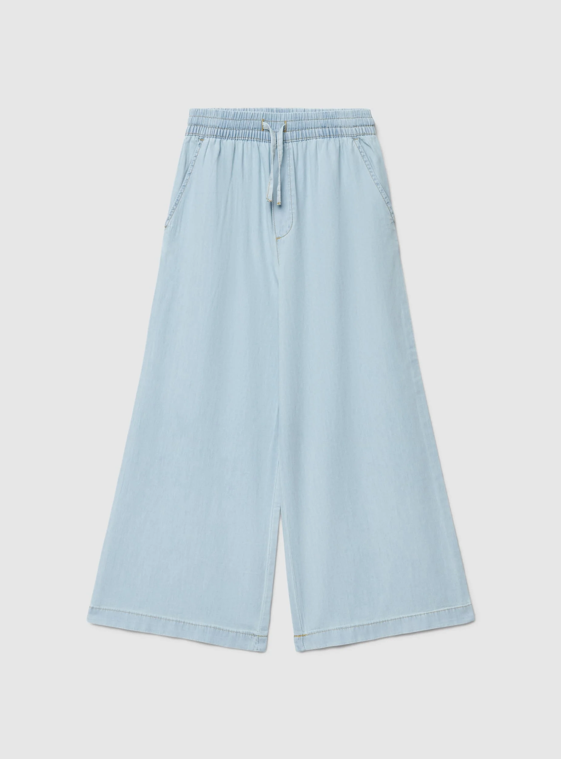 Jeans wide leg con vita elasticizzata e coulisse - Image 6