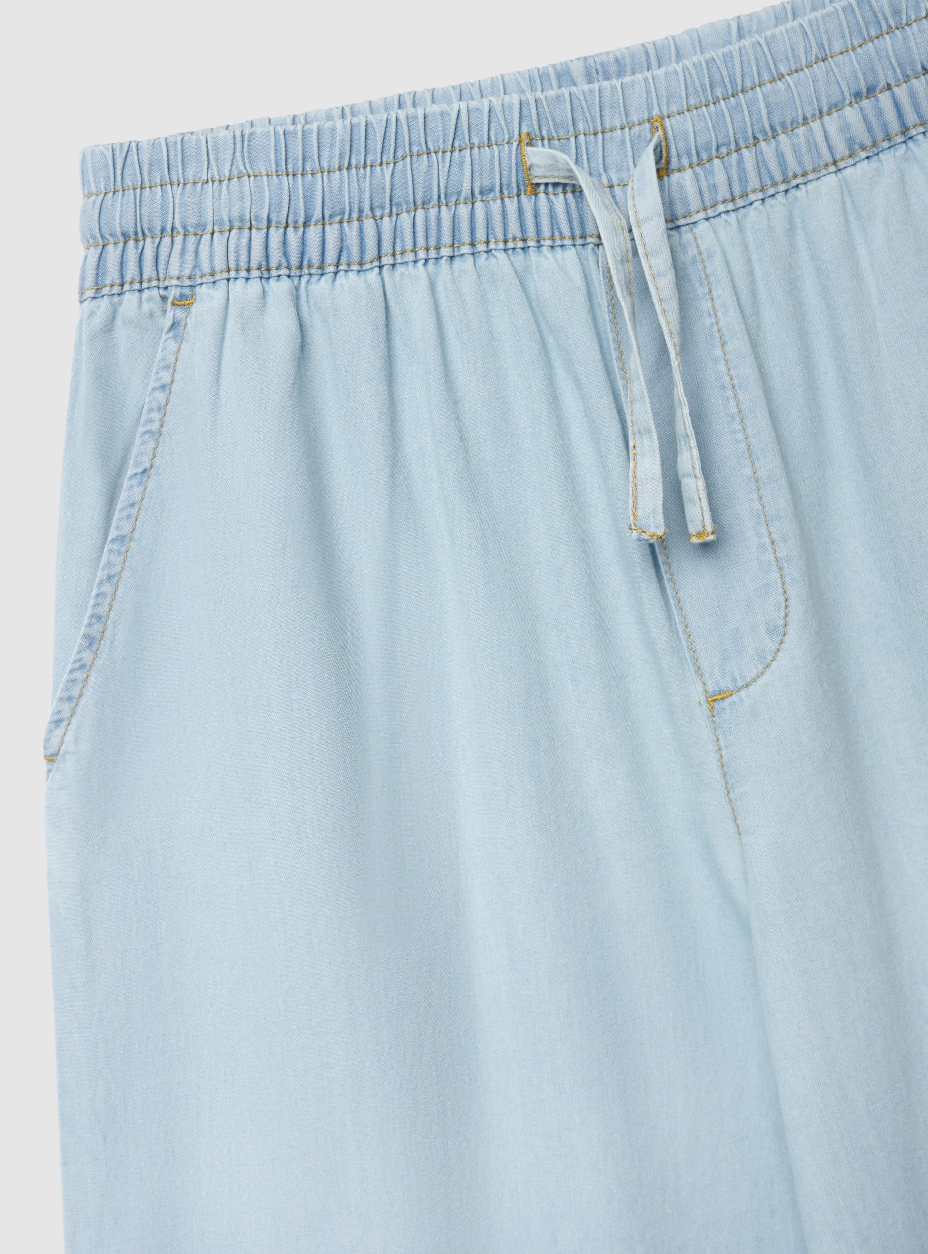 Jeans wide leg con vita elasticizzata e coulisse - Image 7