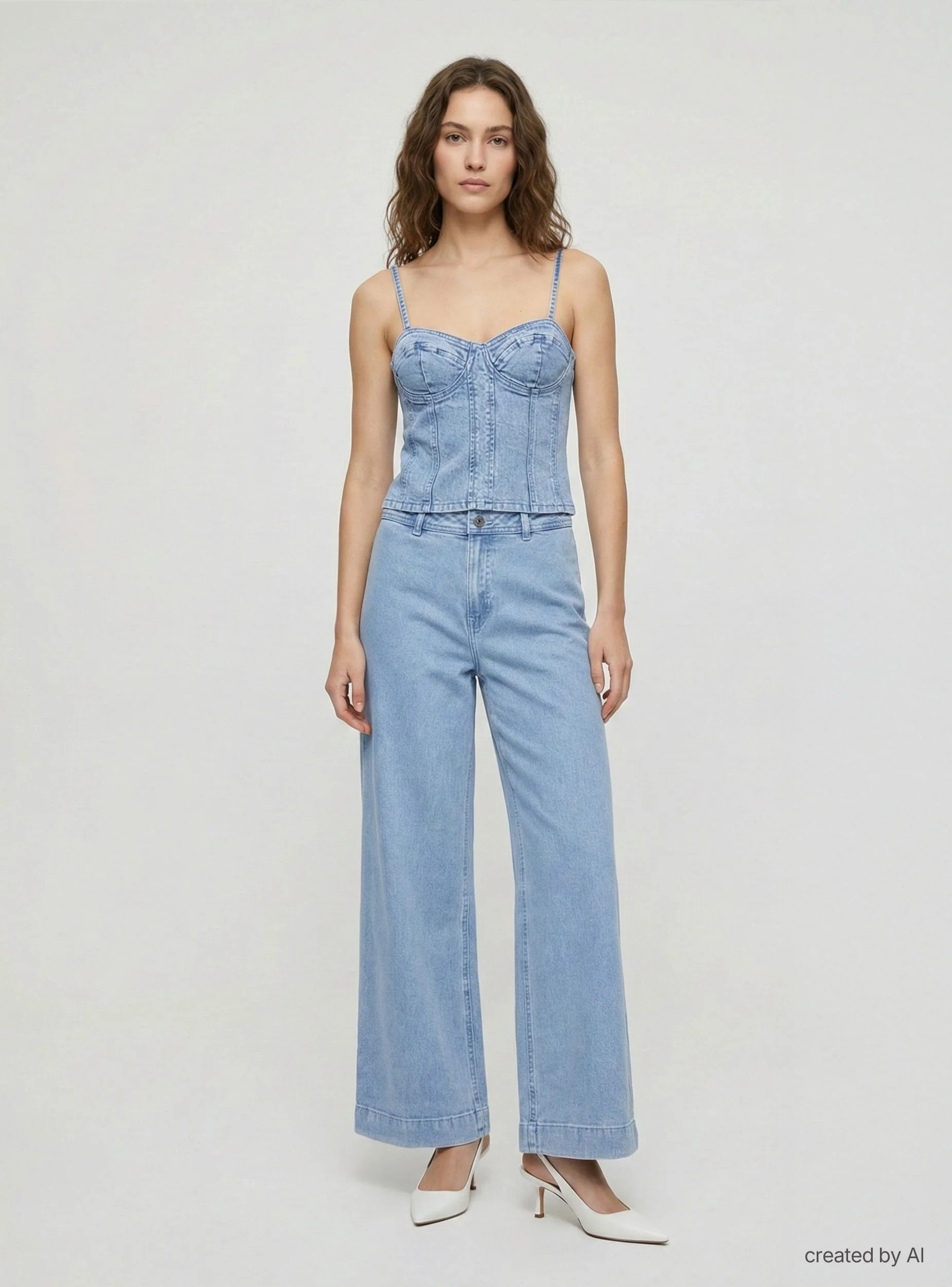 Jeans wide leg crop a tinta unita