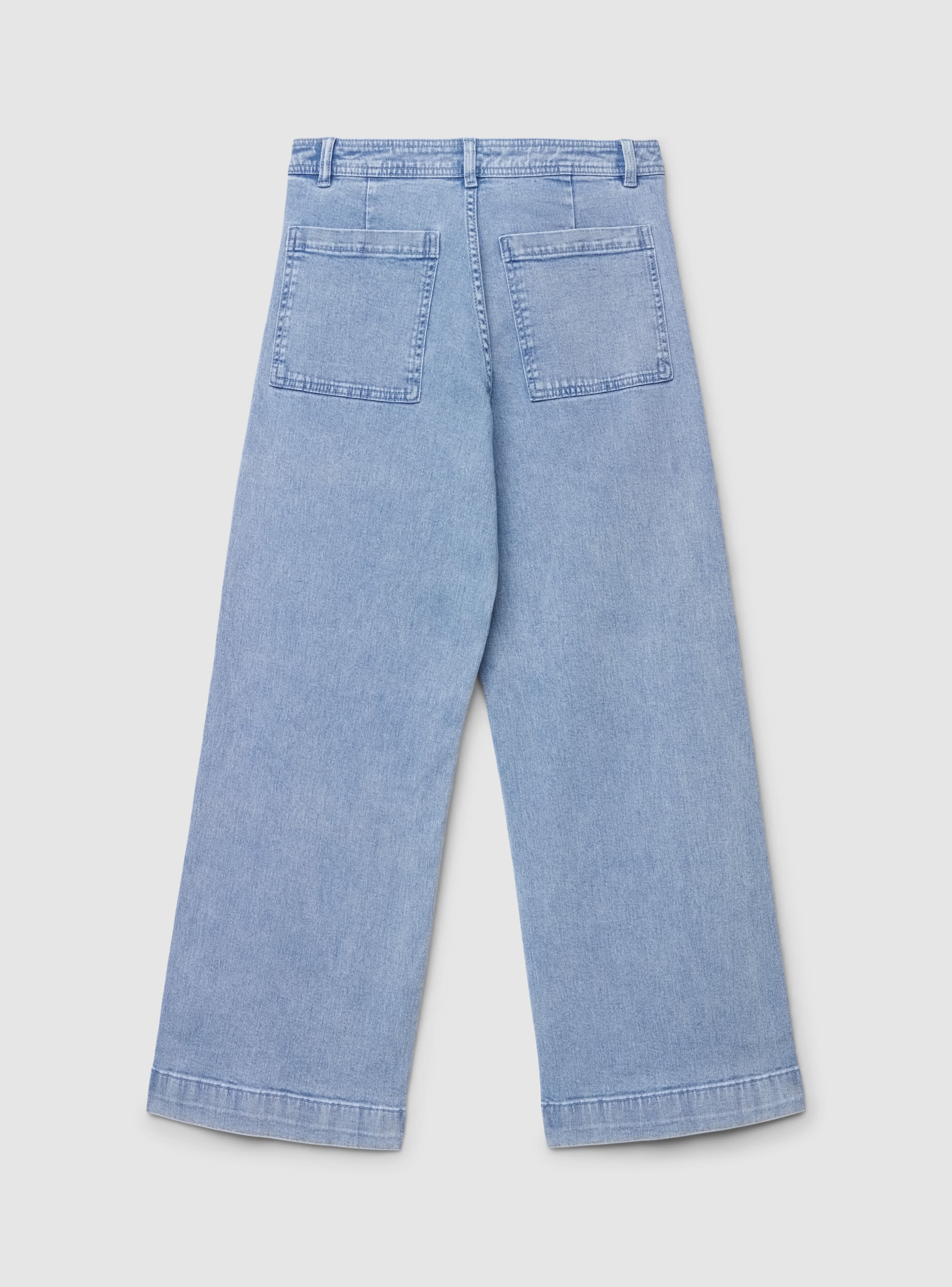 Jeans wide leg crop a tinta unita - Image 4