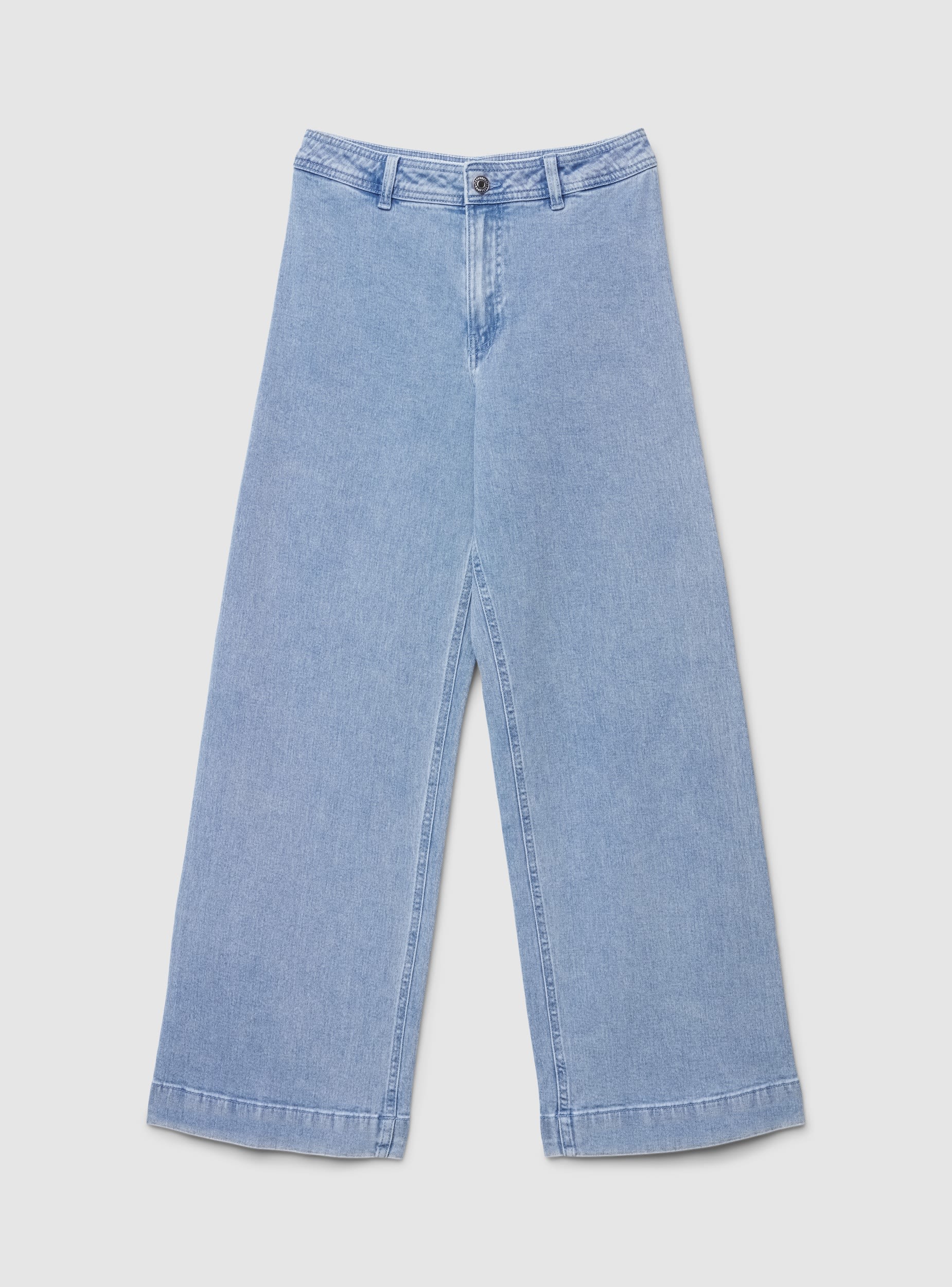 Jeans wide leg crop a tinta unita - Image 5
