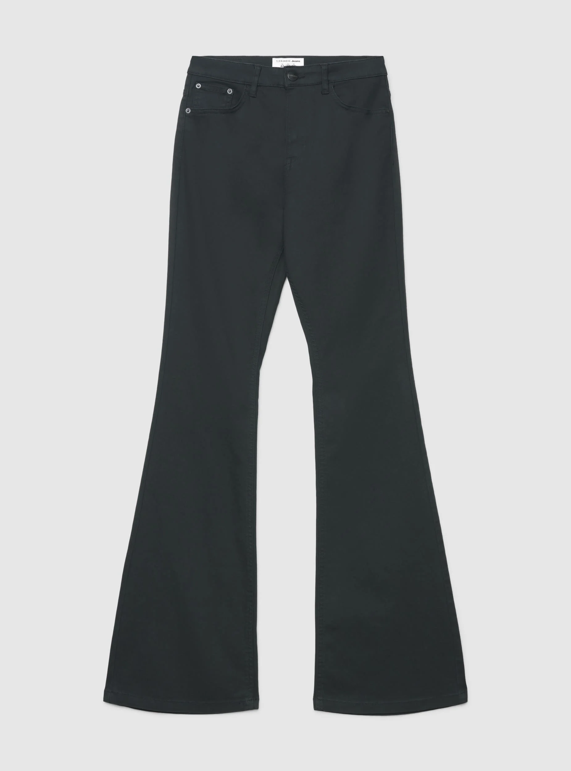 Jeans zampa a vita alta tinta unita - Image 6