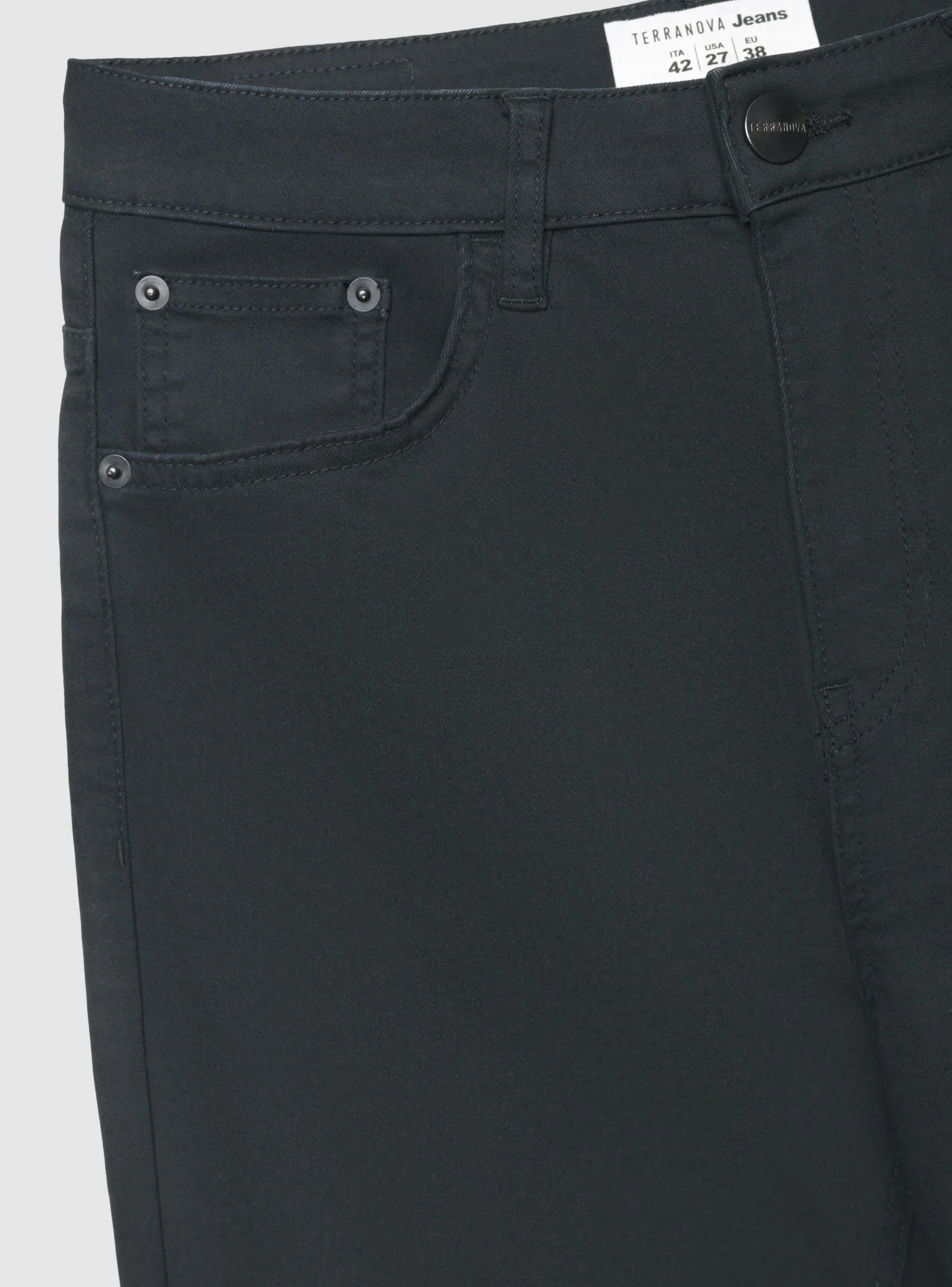 Jeans zampa a vita alta tinta unita - Image 7