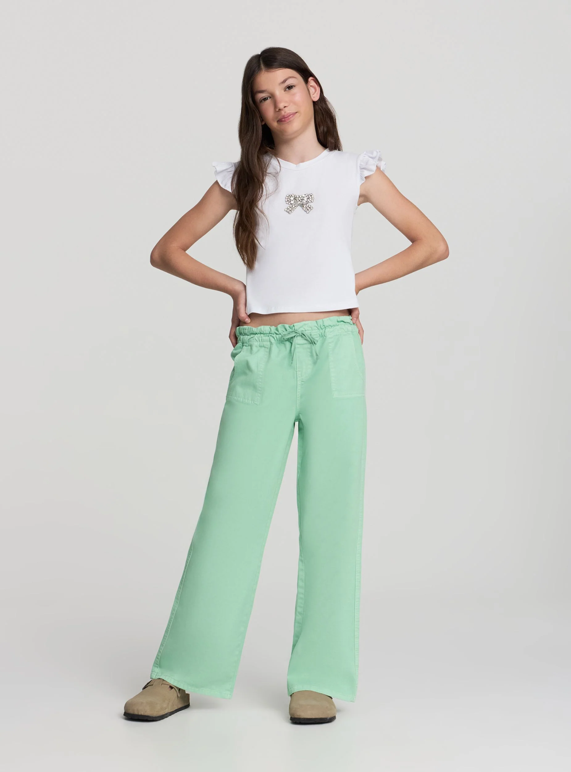 Jogger wide leg con coulisse