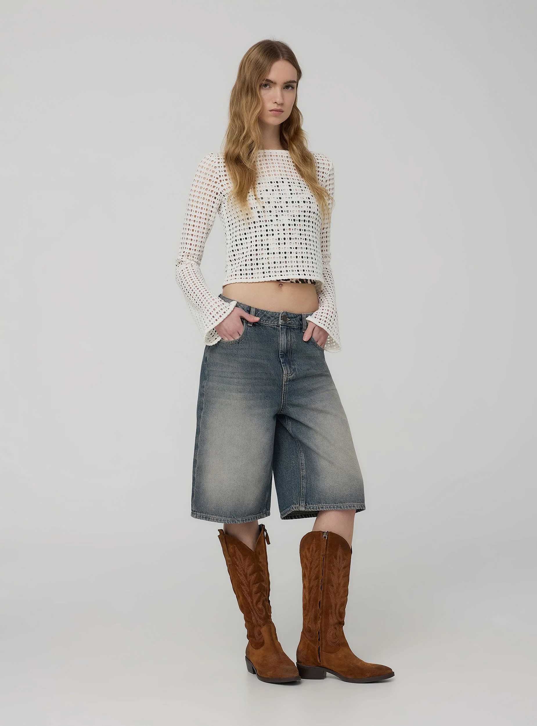 Jorts in denim sovratinti - Image 3