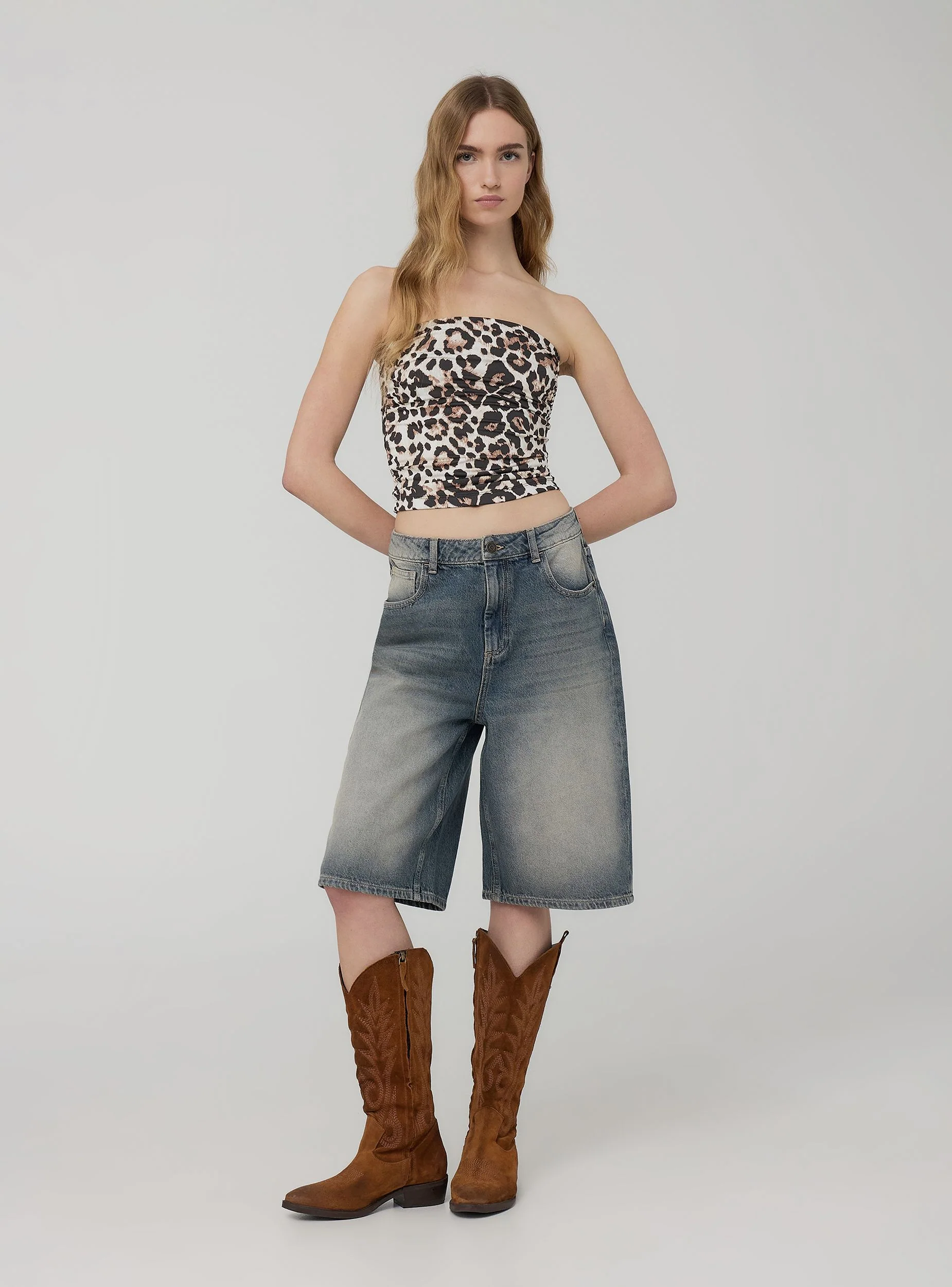 Jorts in denim sovratinti - Image 4