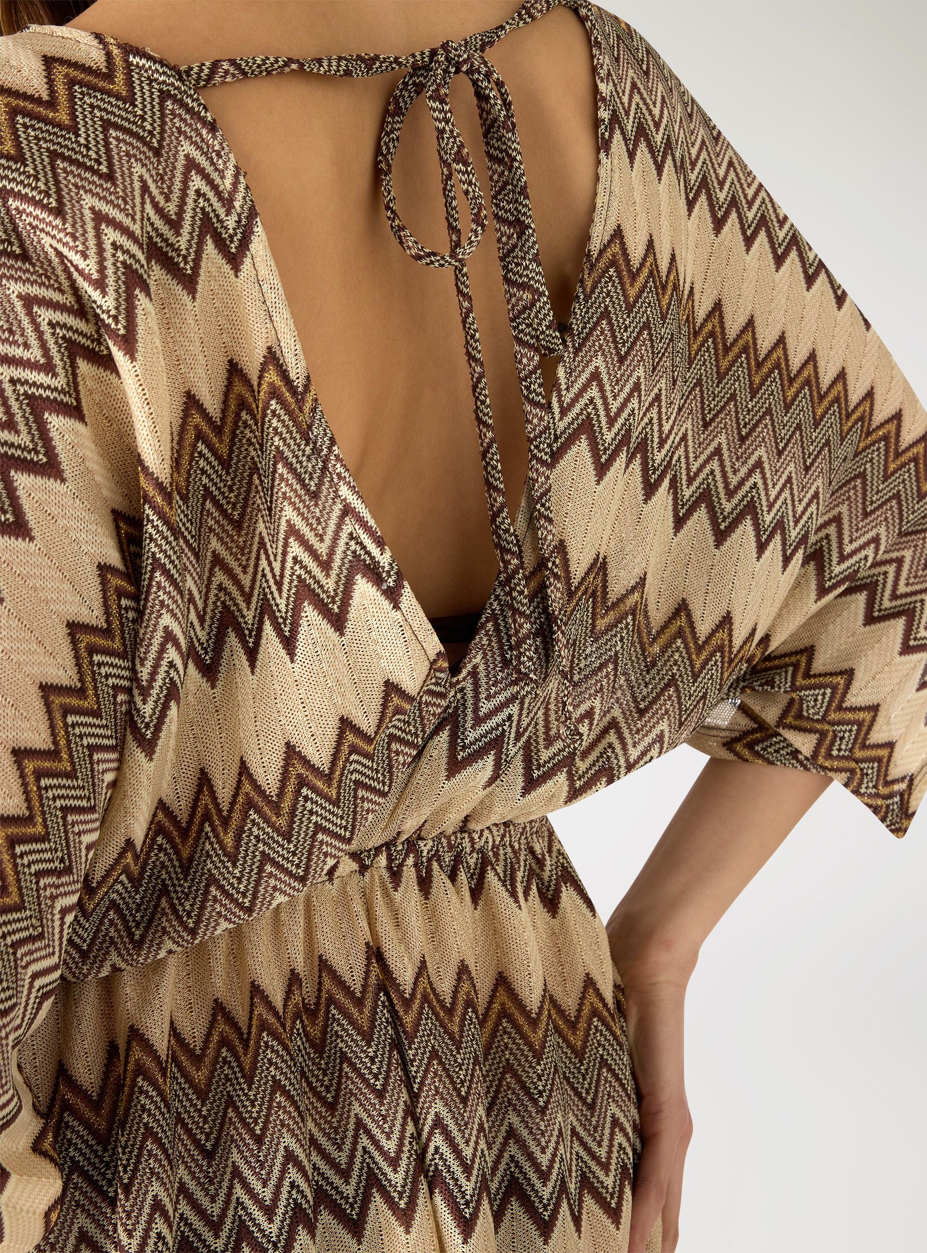 Kaftano a zig zag con scollo a V e coulisse - Image 3