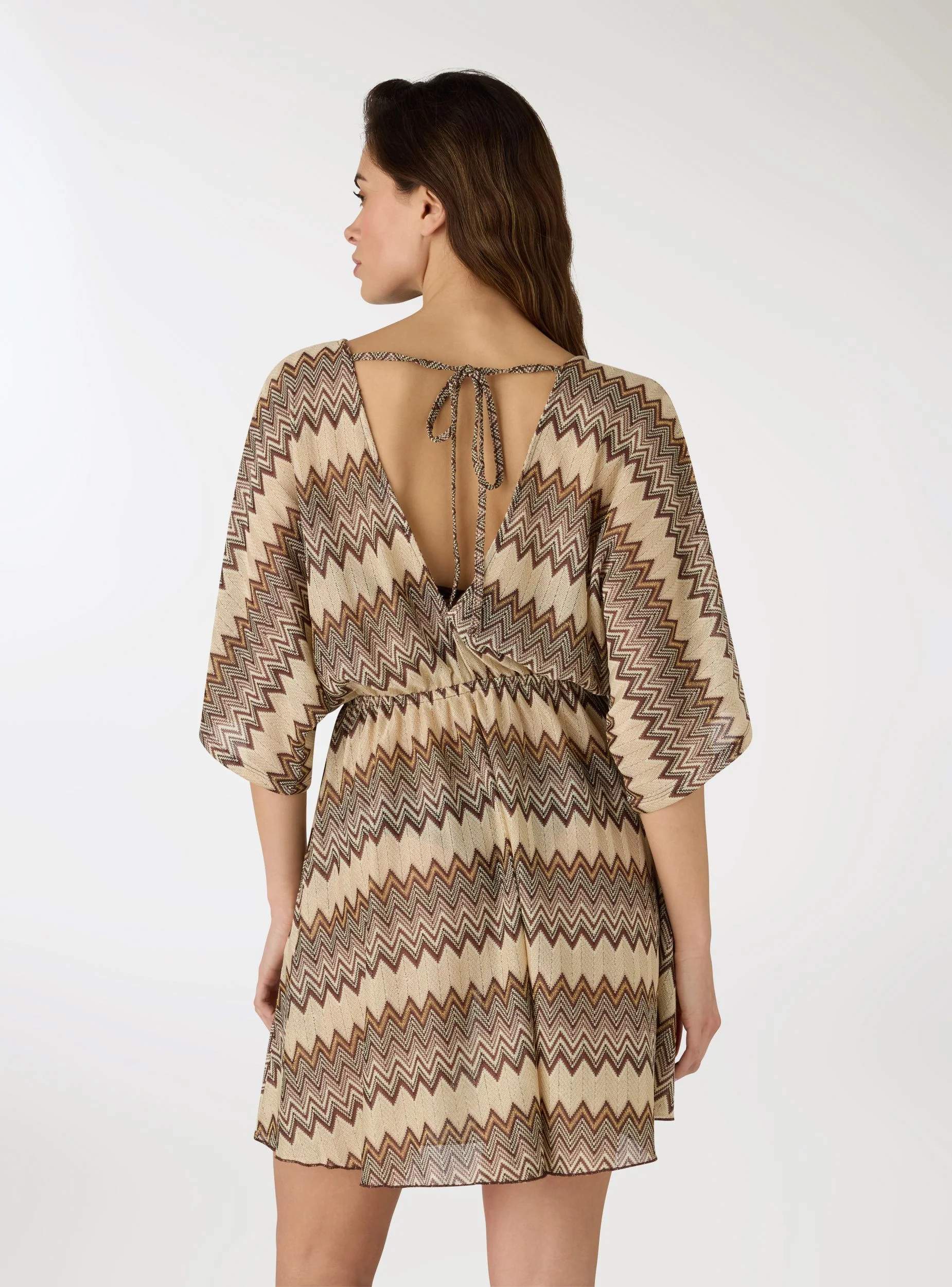 Kaftano a zig zag con scollo a V e coulisse - Image 4
