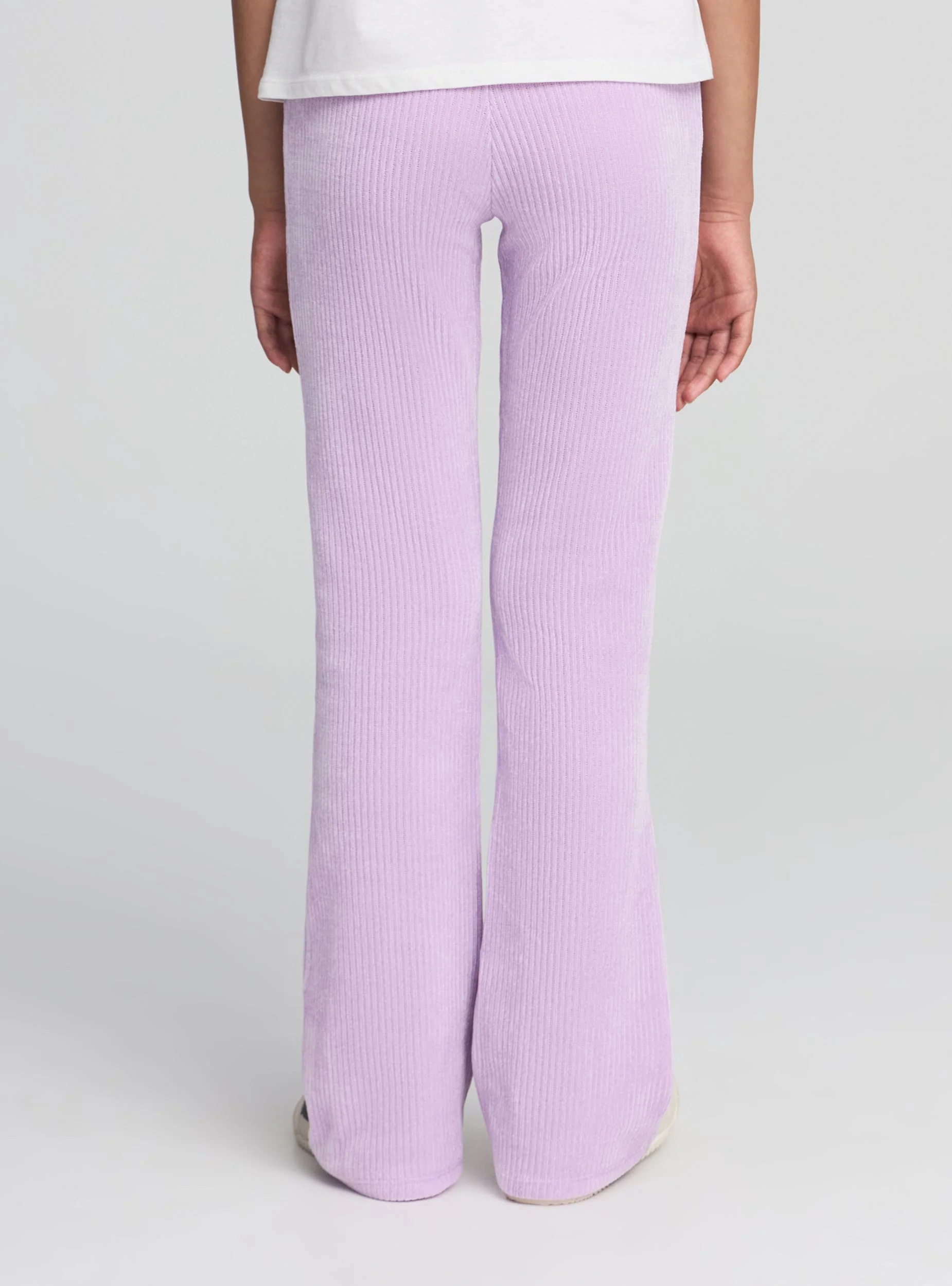Leggings a coste a zampa in tessuto caldo