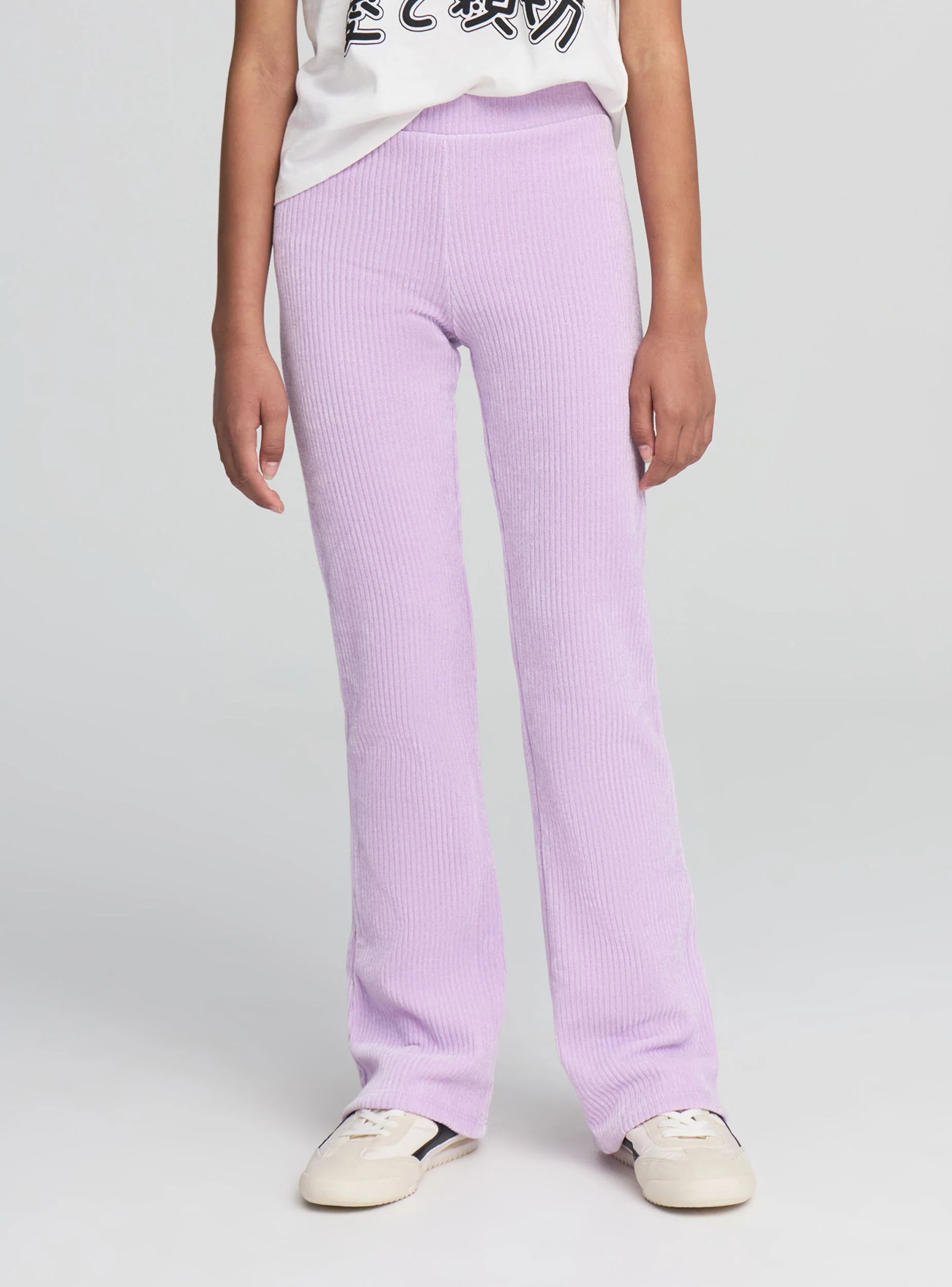 Leggings a coste a zampa in tessuto caldo - Image 2