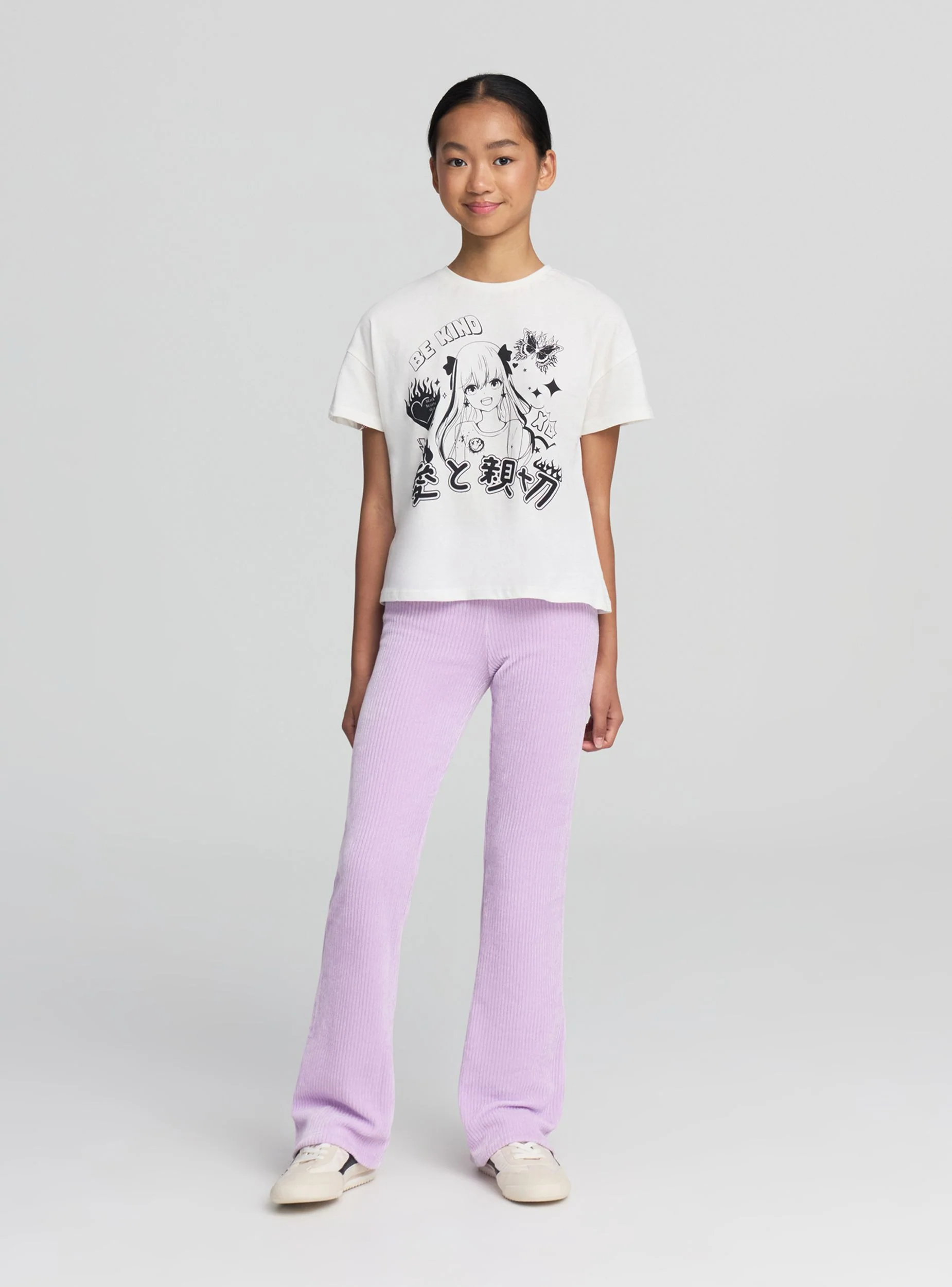 Leggings a coste a zampa in tessuto caldo - Image 3