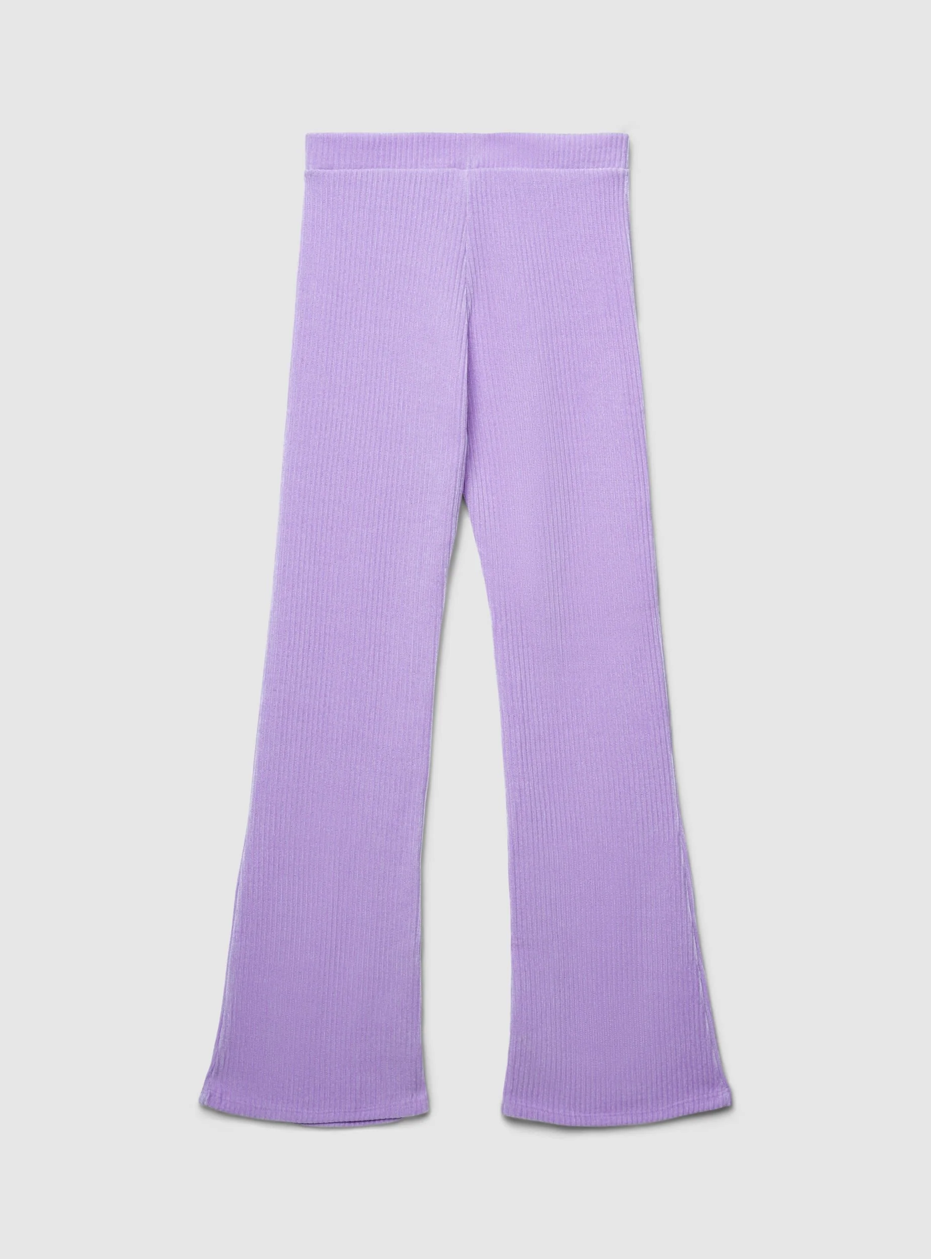 Leggings a coste a zampa in tessuto caldo - Image 5