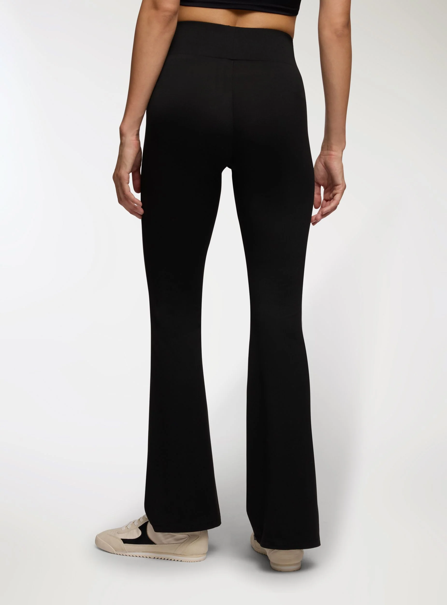 Leggings a zampa tinta unita tessuto caldo - Image 4