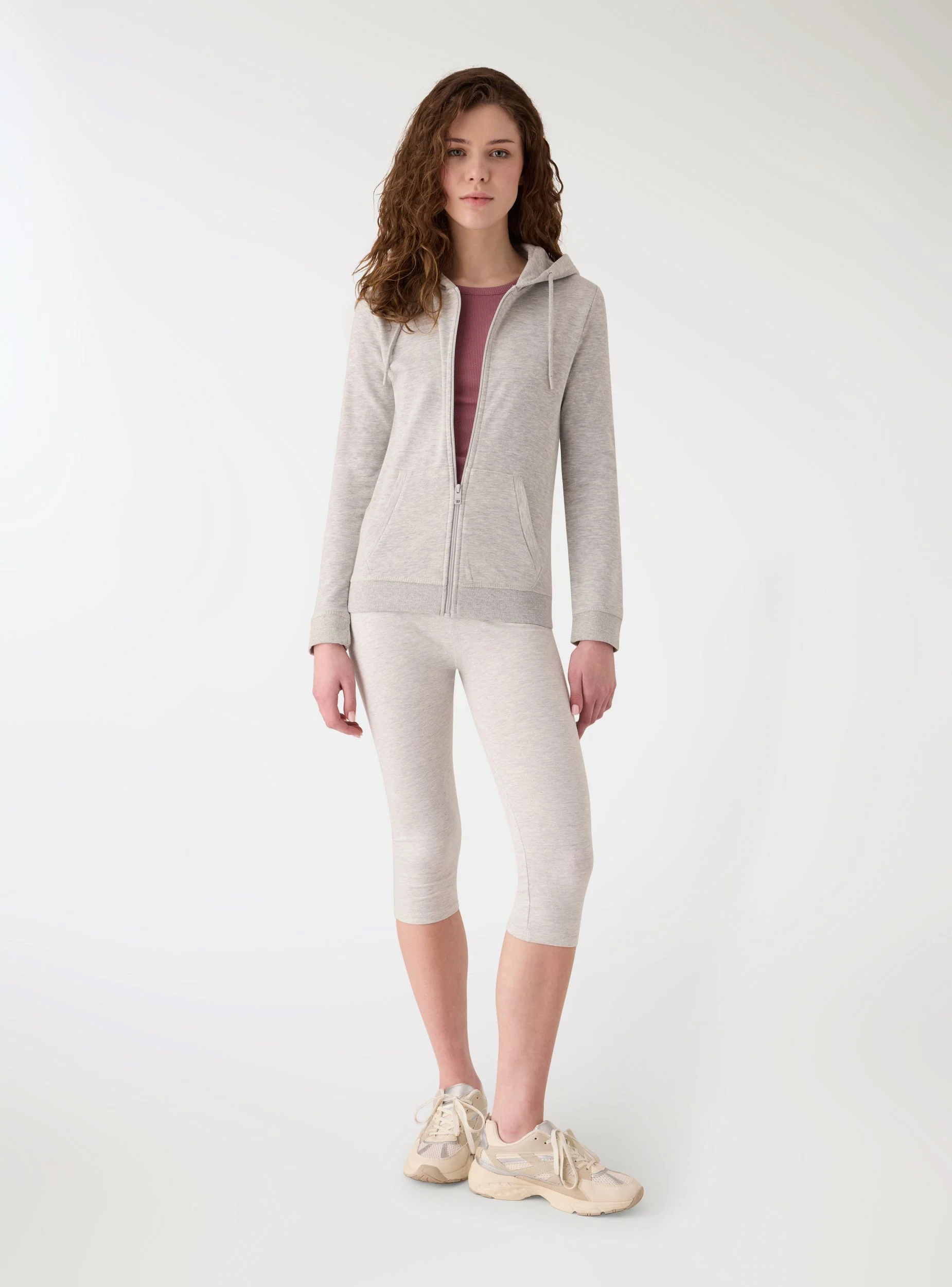 Leggings capri a tinta unita