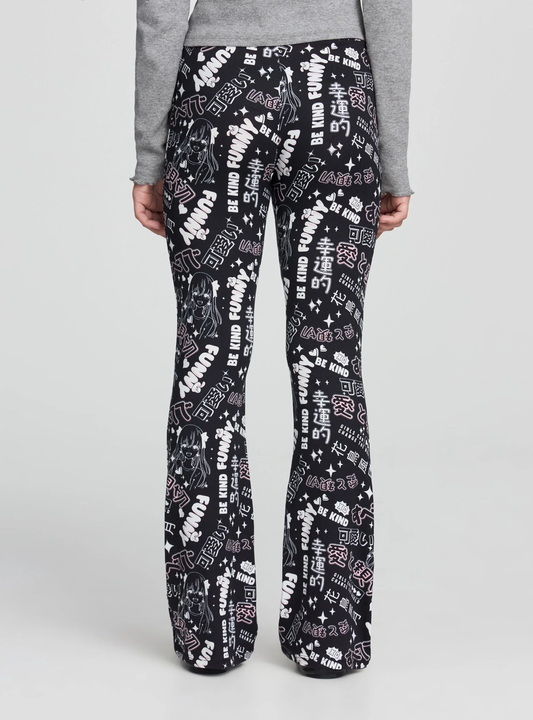 Leggings flared stampa manga