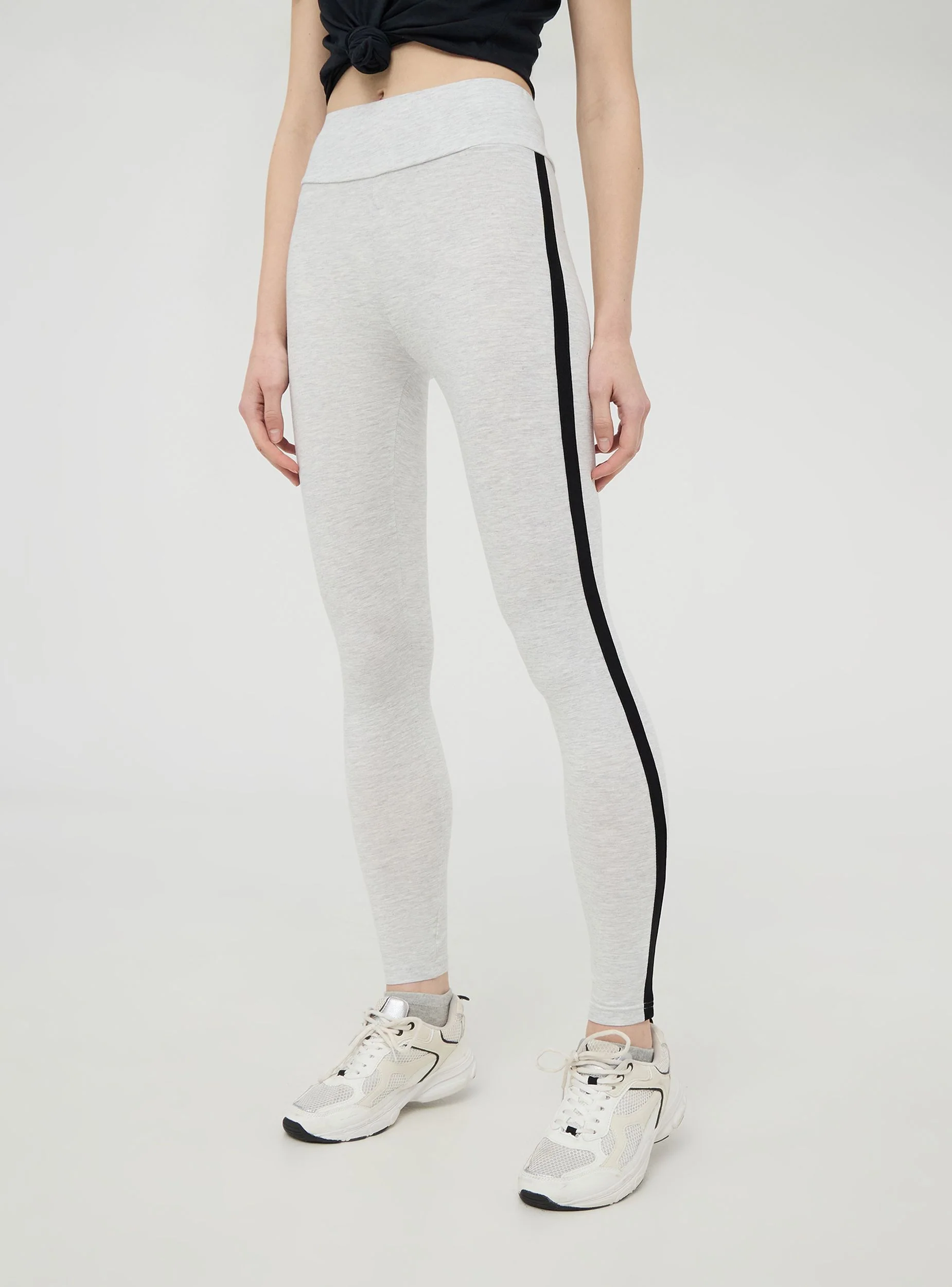Leggings lunghi a vita alta con banda laterale - Image 2