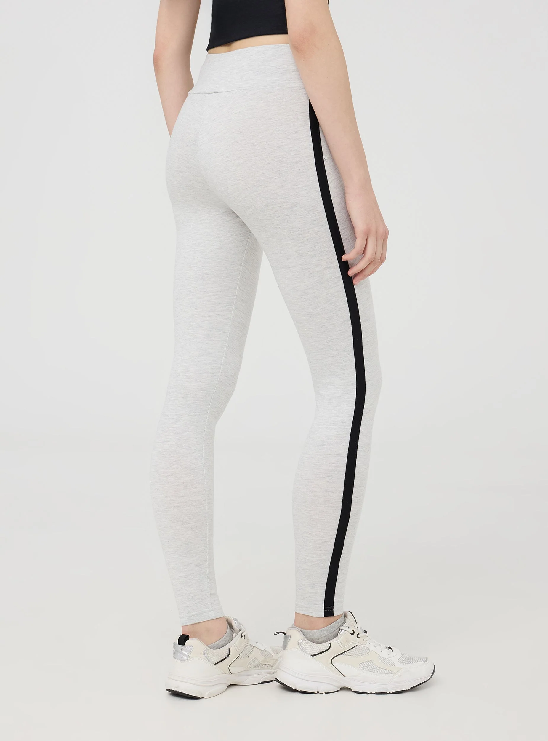 Leggings lunghi a vita alta con banda laterale - Image 3