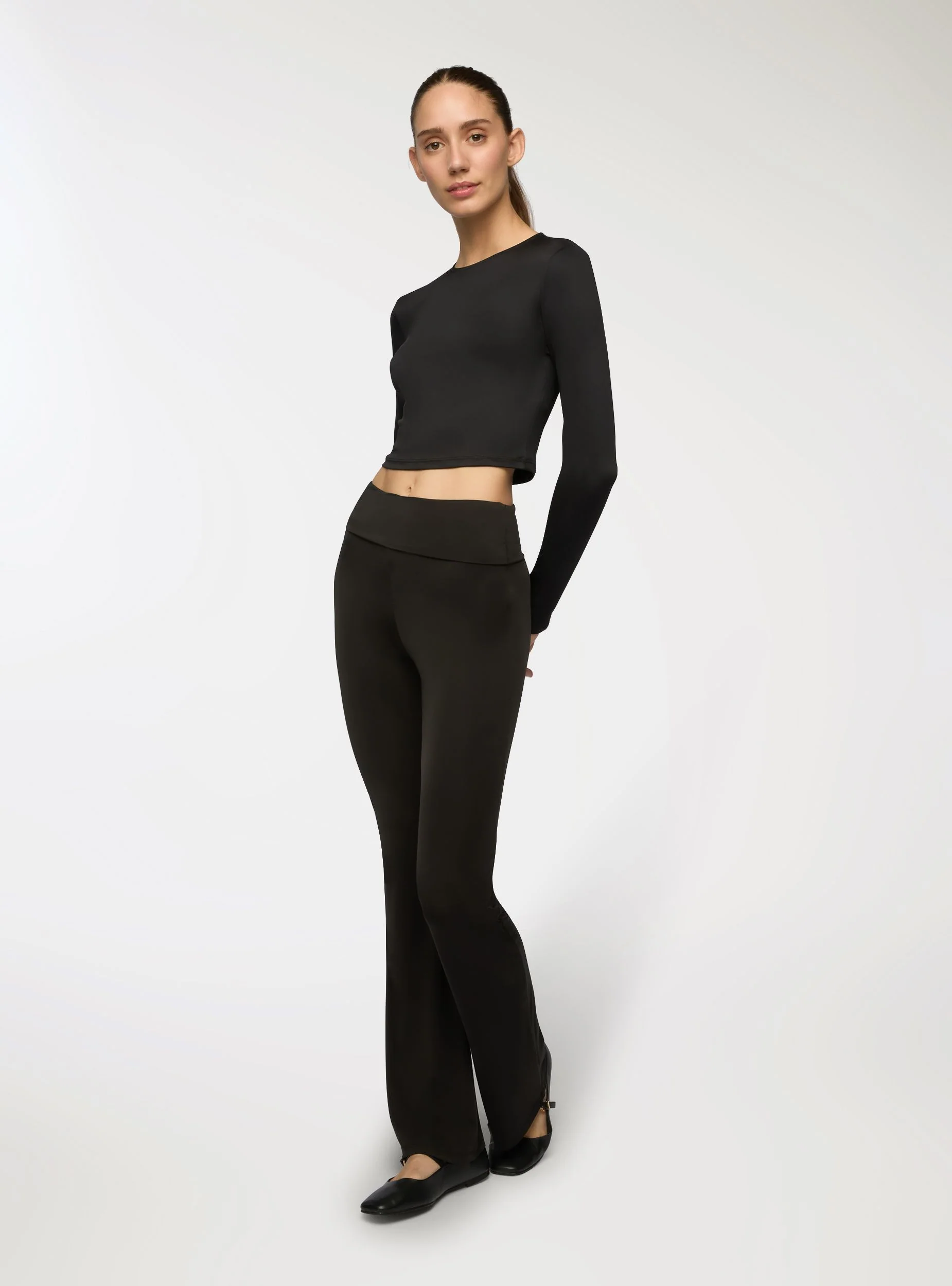 Leggings lunghi a zampa a vita alta - Image 3
