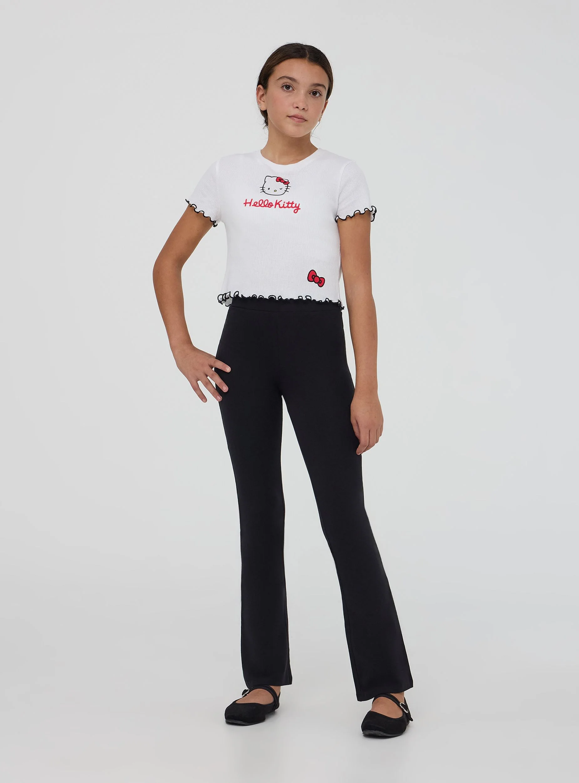 Leggings lunghi a zampa tinta unita - Image 2