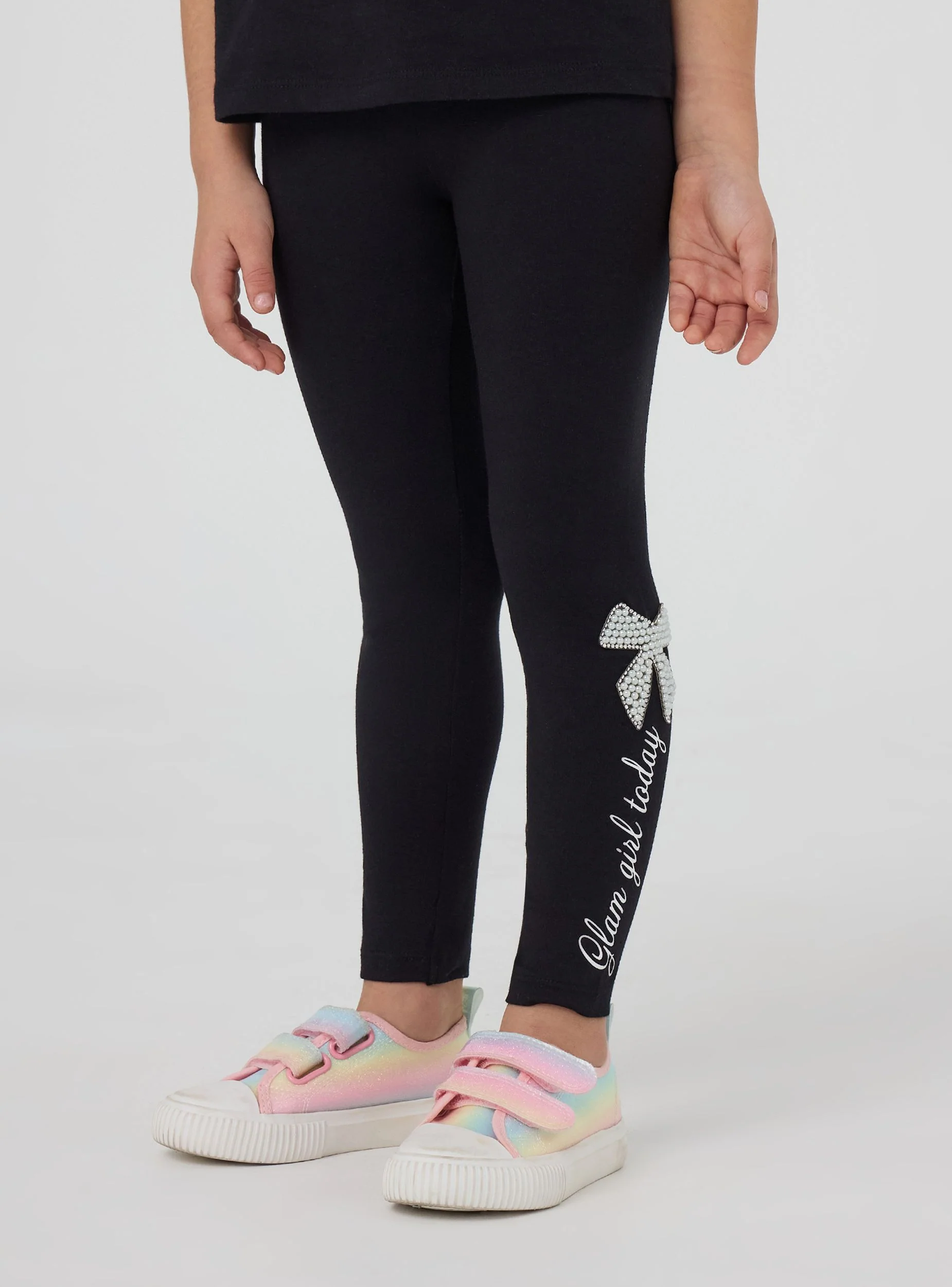 Leggings lunghi con scritta e applicazioni - Image 3