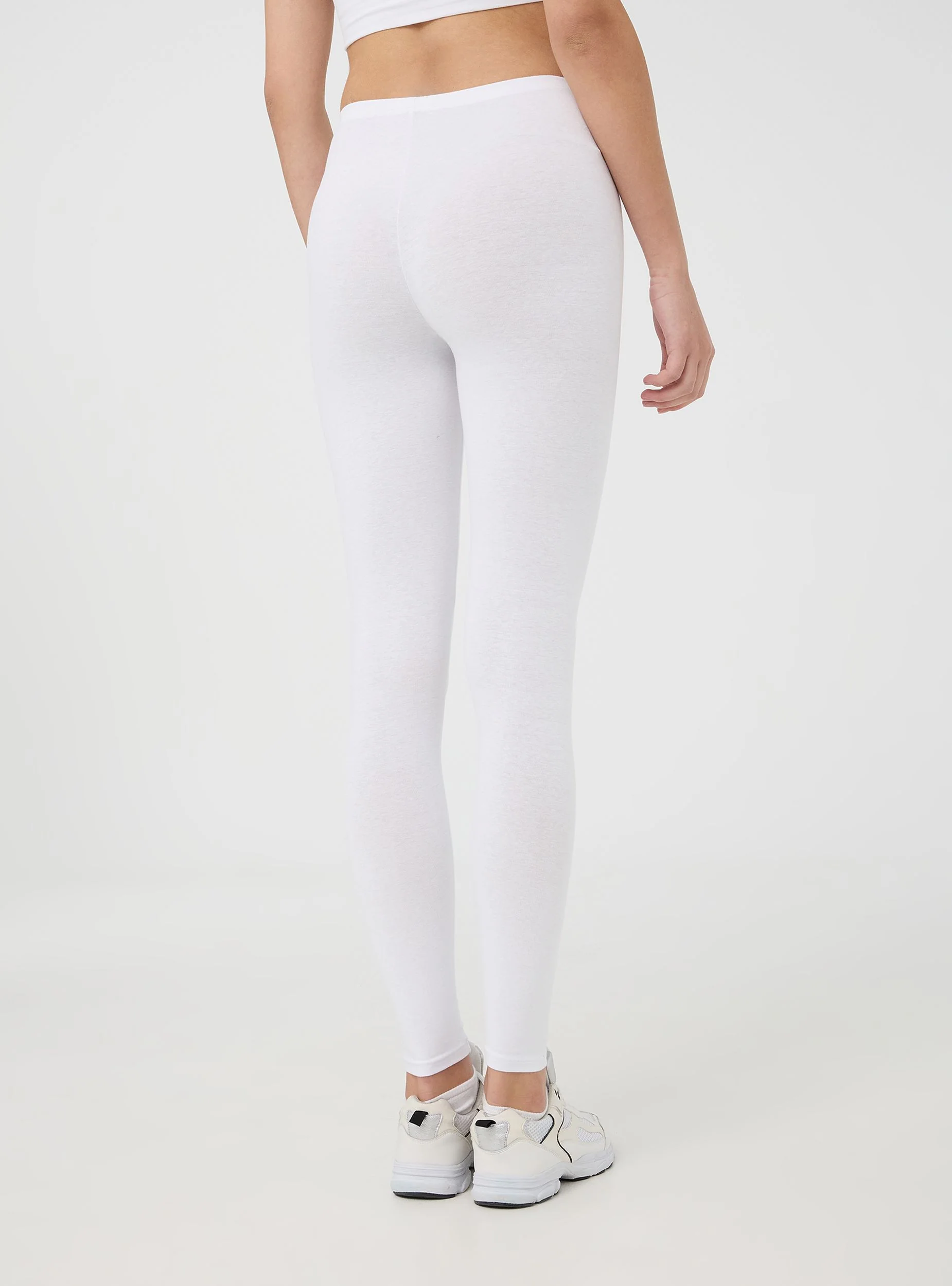 Leggings lunghi tinta unita in jersey stretch - Image 3