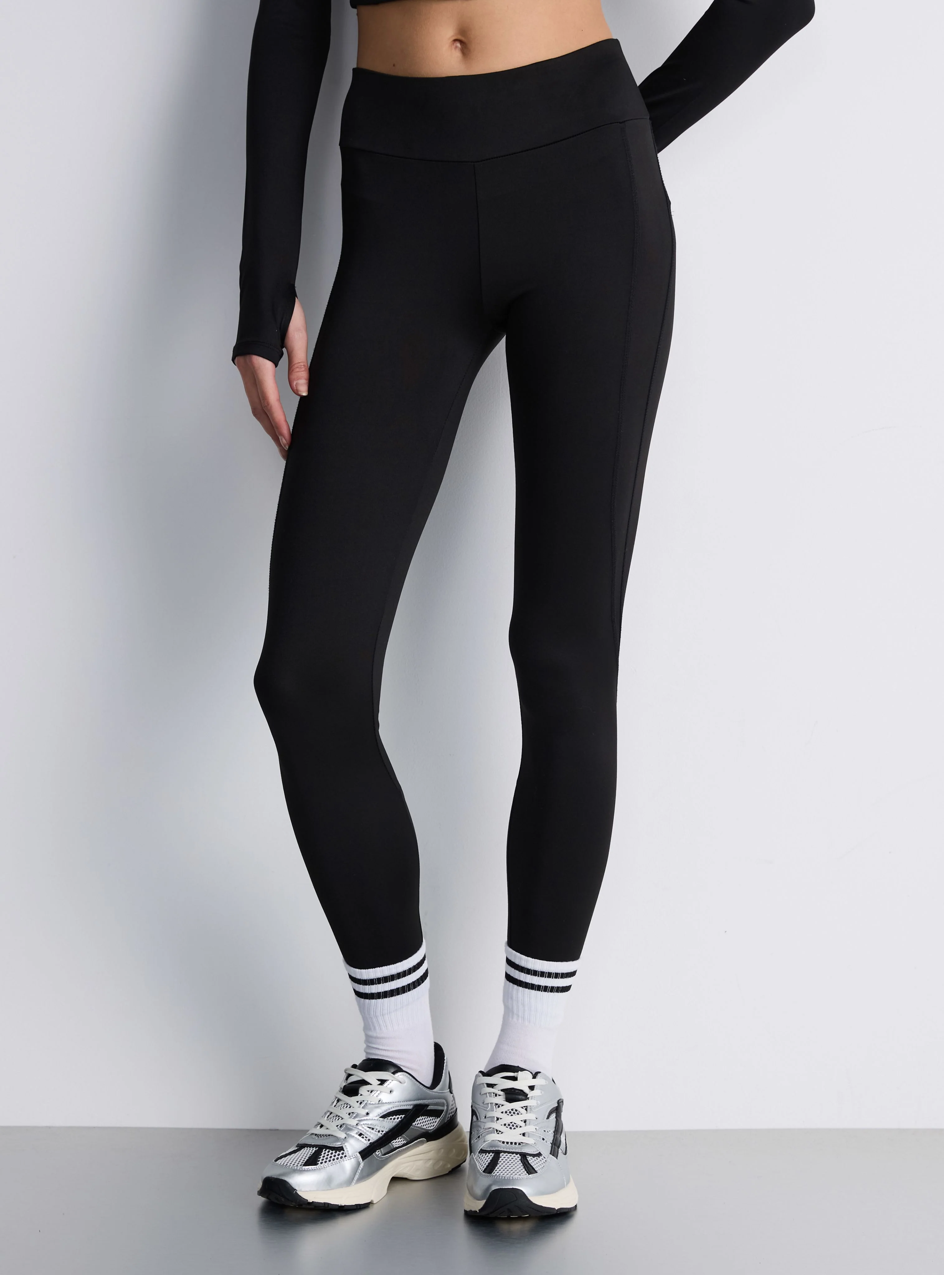 Leggings sportivo a tinta unita - Image 2