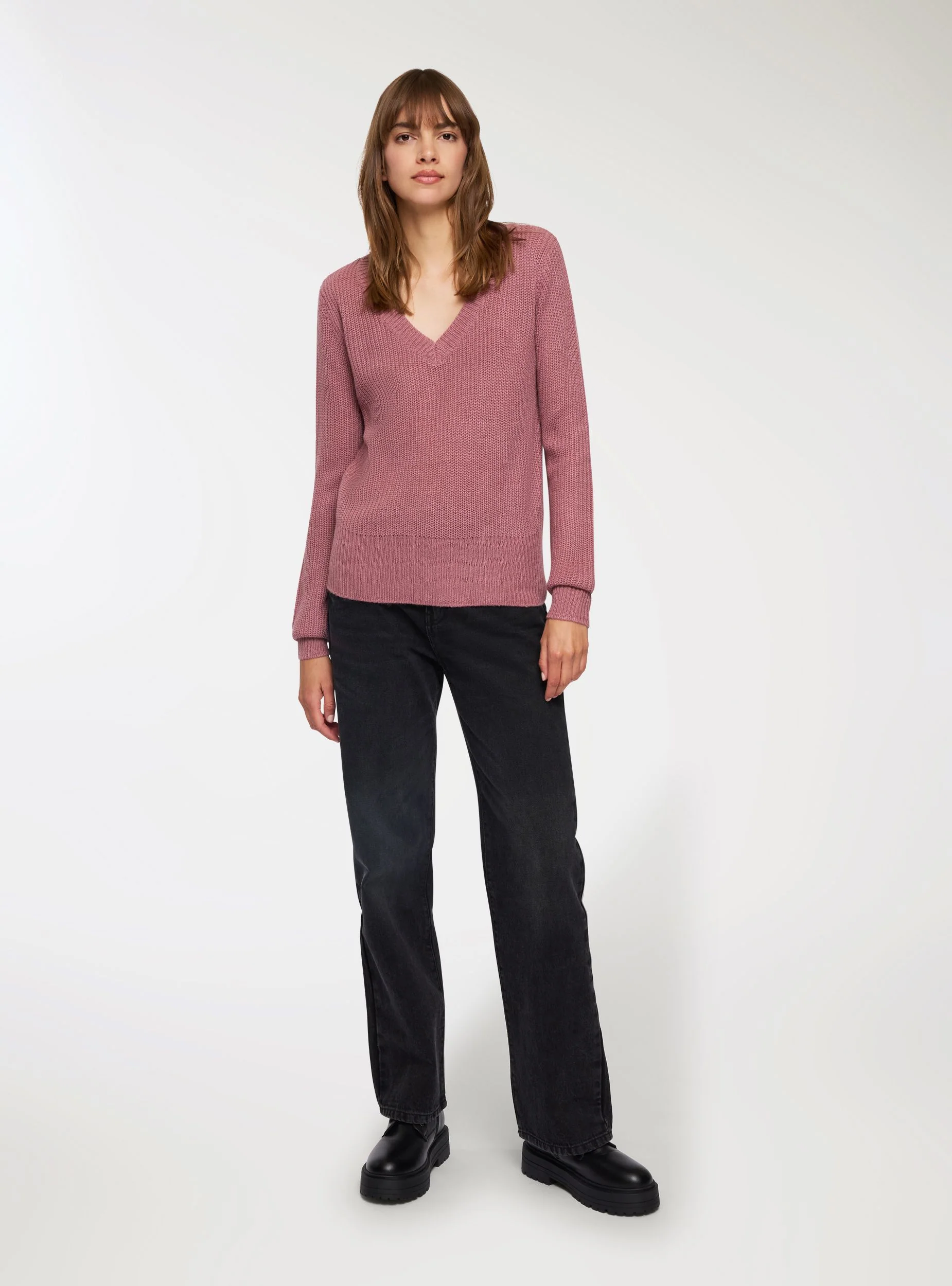 Maglia a costa inglese con scollo a v - Image 3