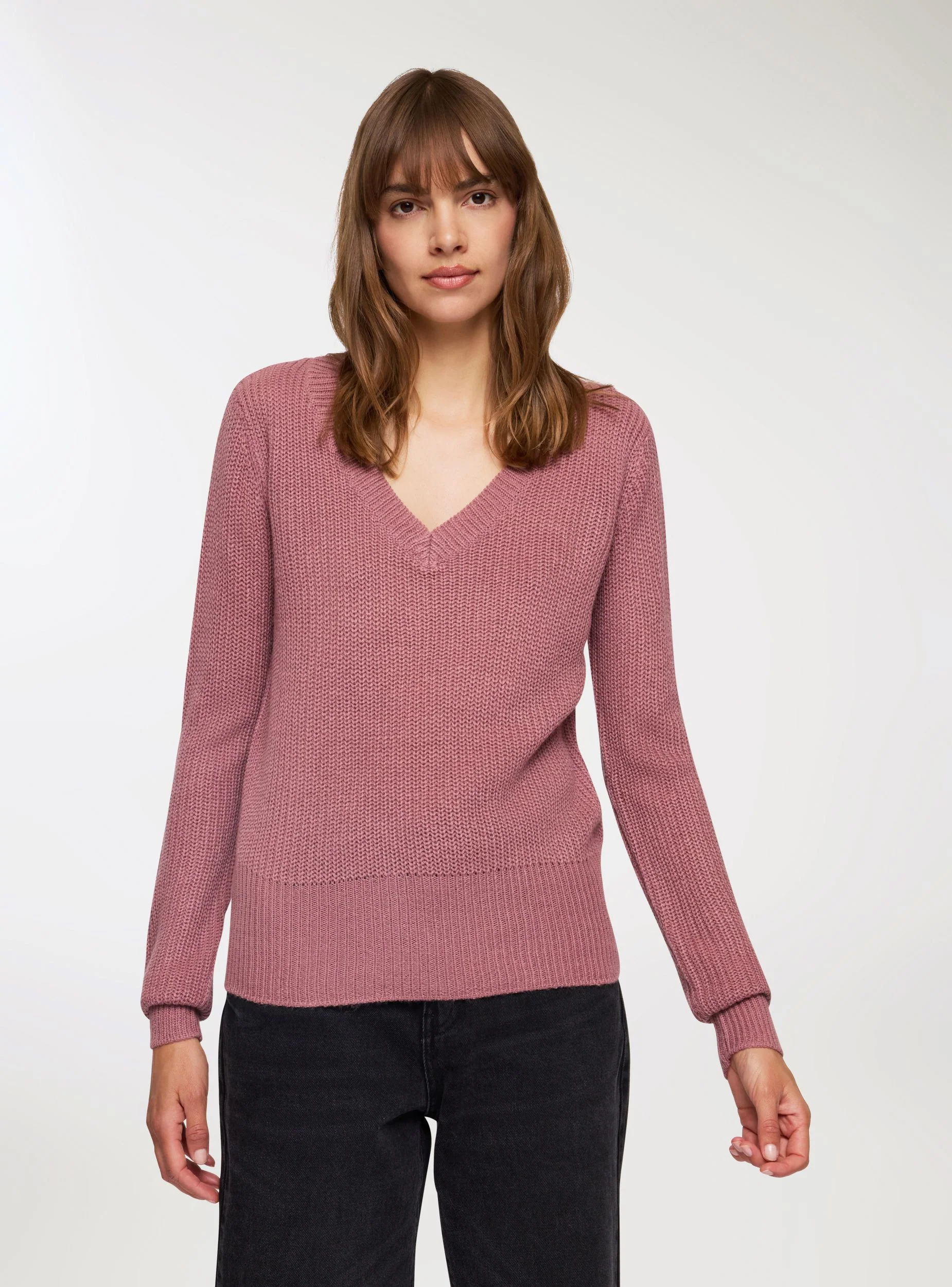 Maglia a costa inglese con scollo a v - Image 4