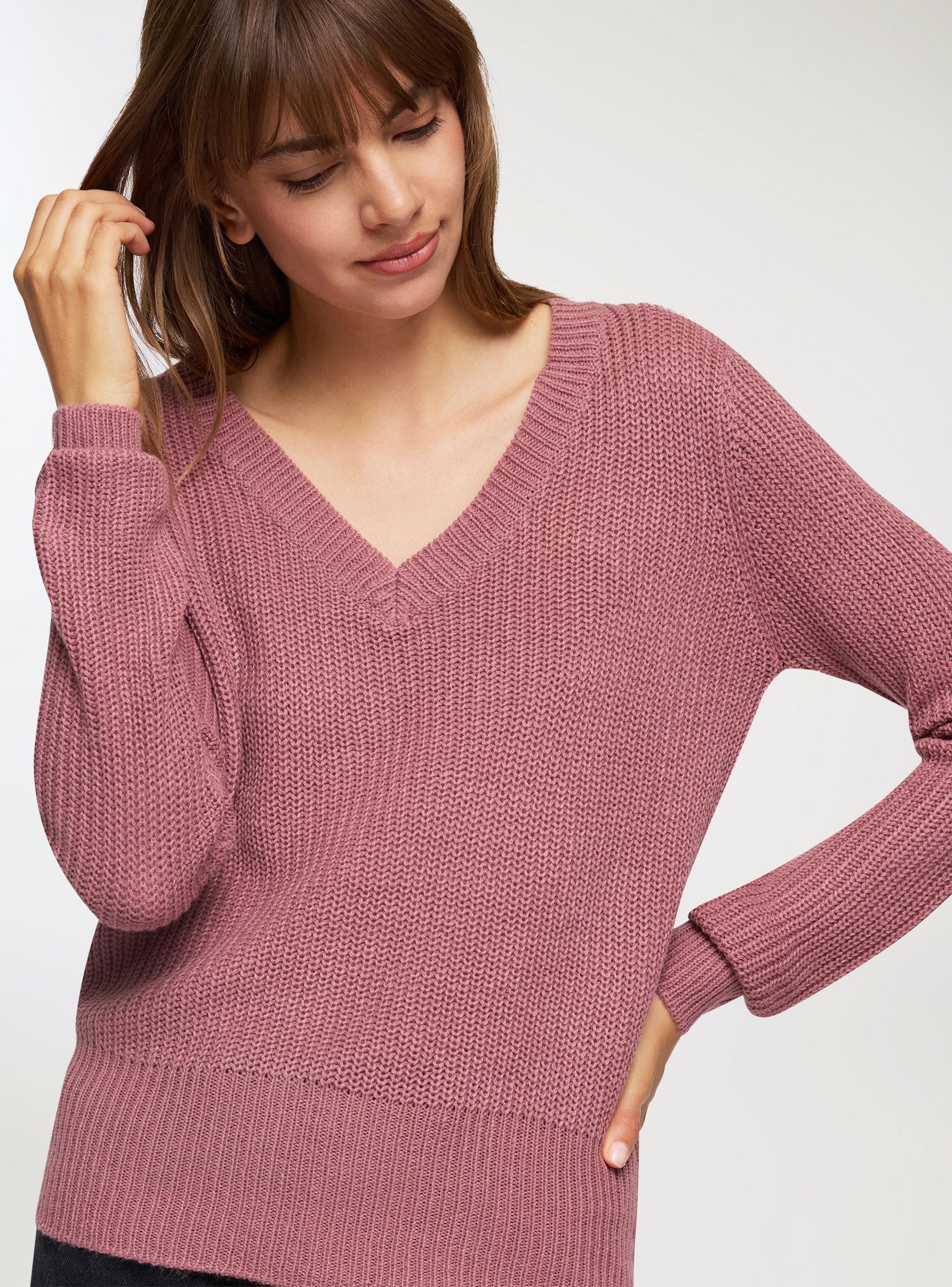Maglia a costa inglese con scollo a v - Image 8