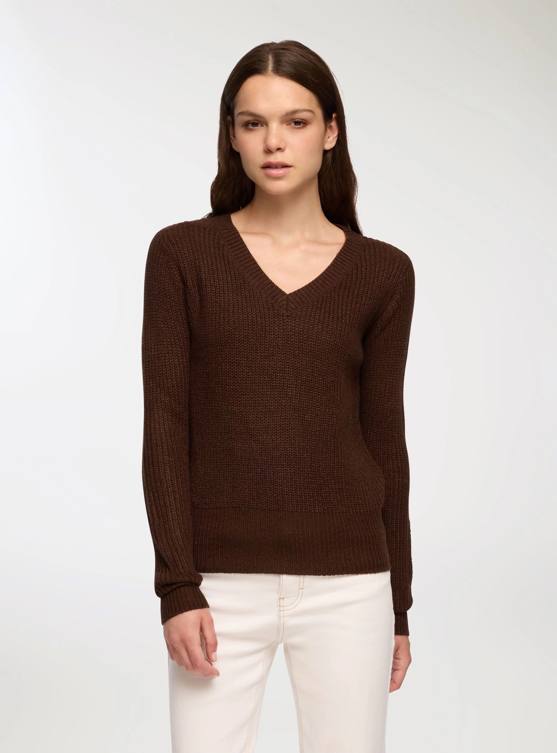 Maglia a costa inglese con scollo a v - Image 3