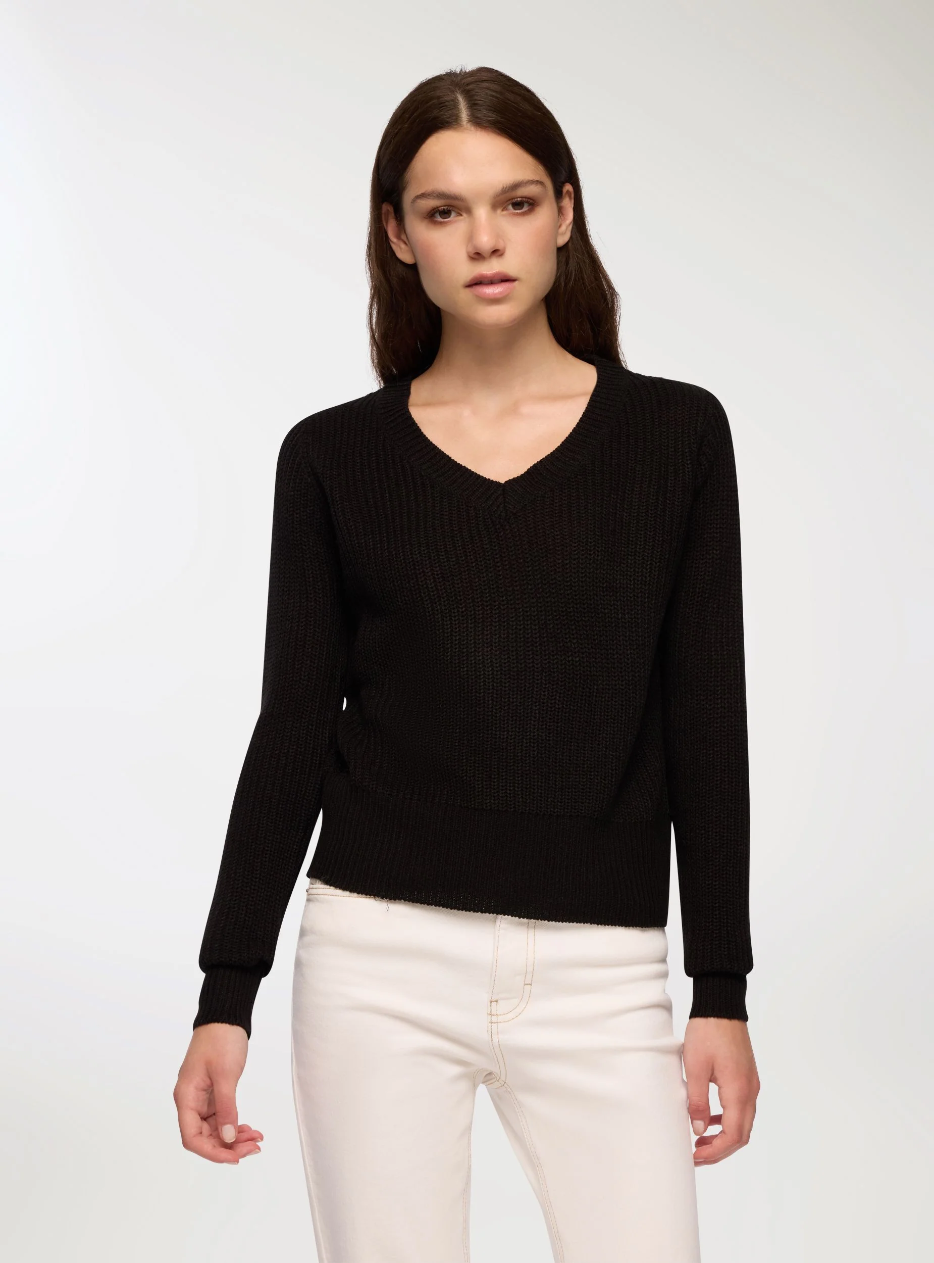 Maglia a costa inglese con scollo a v - Image 2