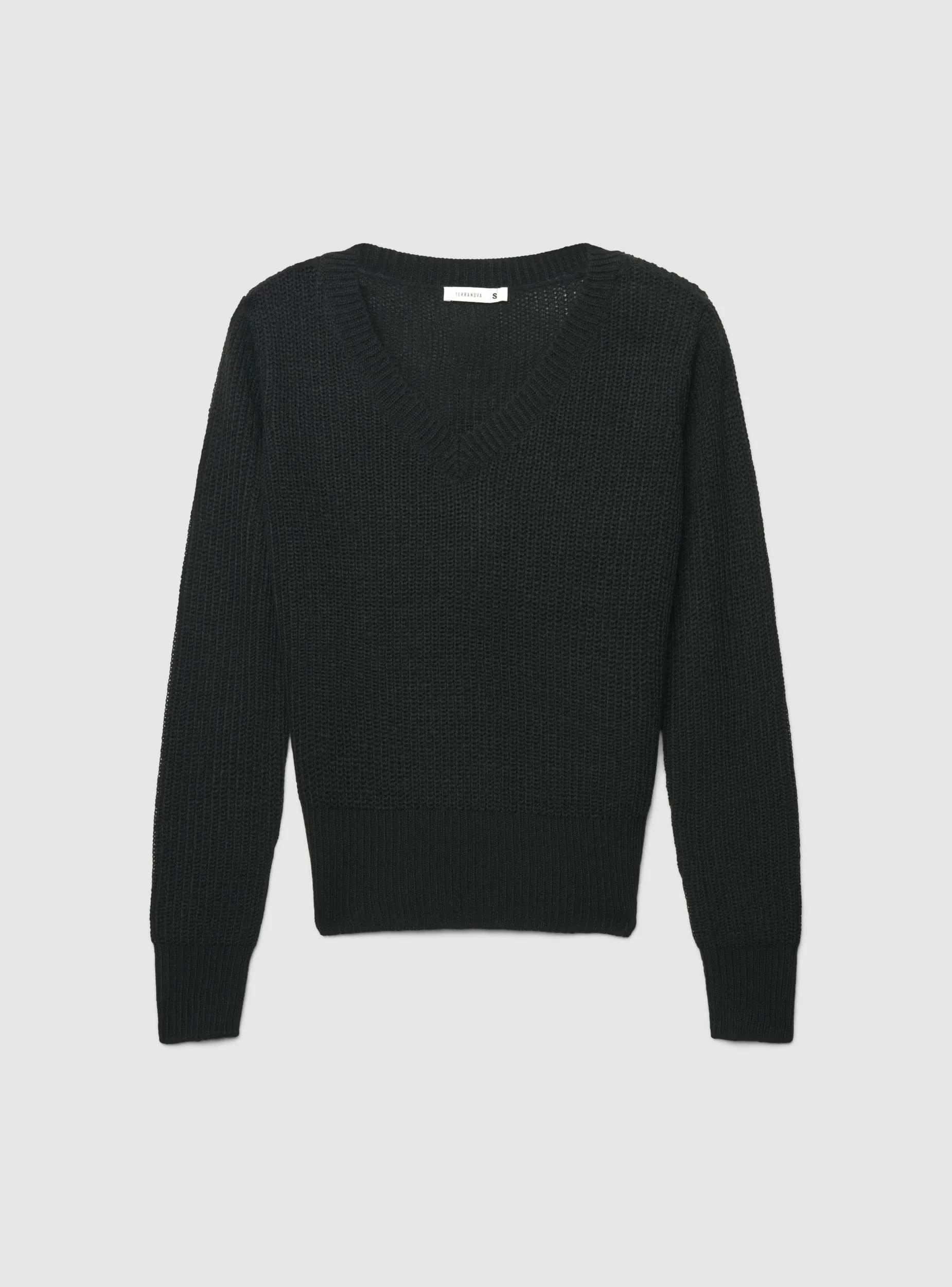 Maglia a costa inglese con scollo a v - Image 5