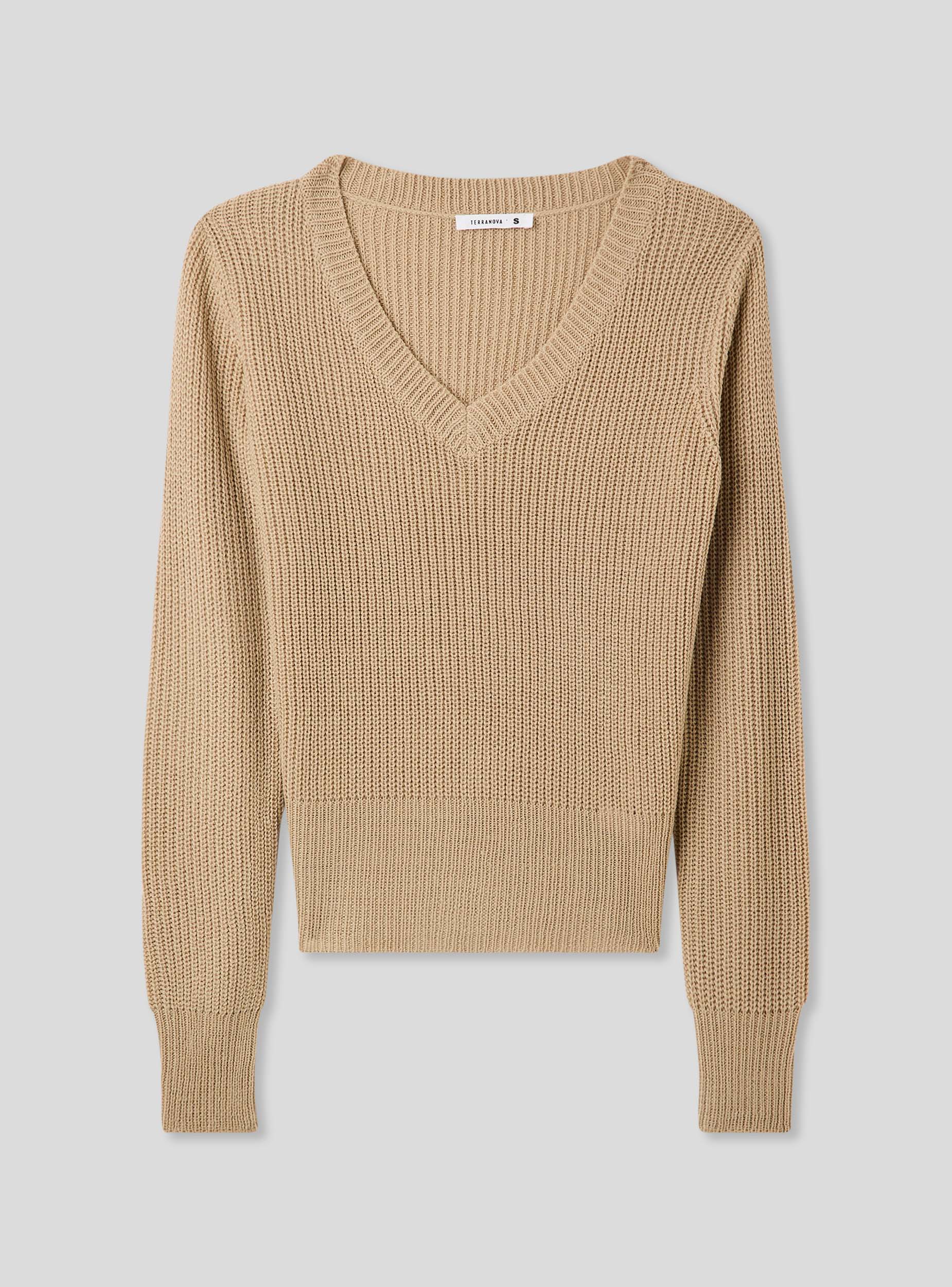 Maglia a costa inglese scollo a v - Image 4