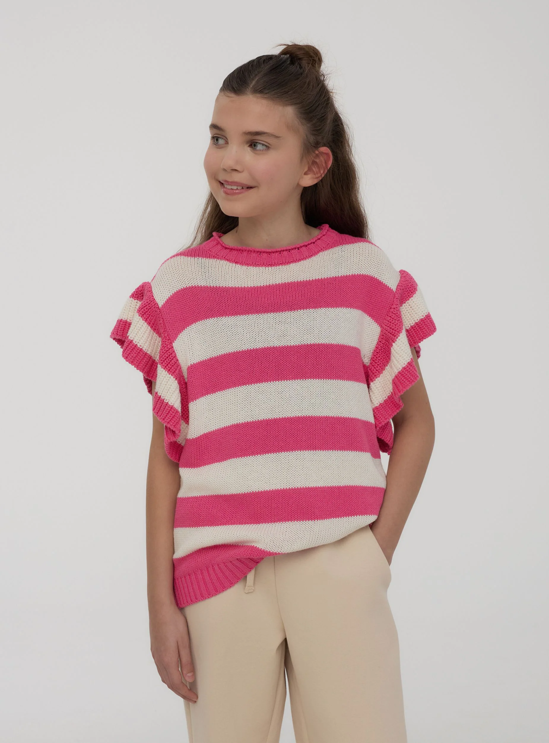 Maglia a righe con maniche corte - Image 2