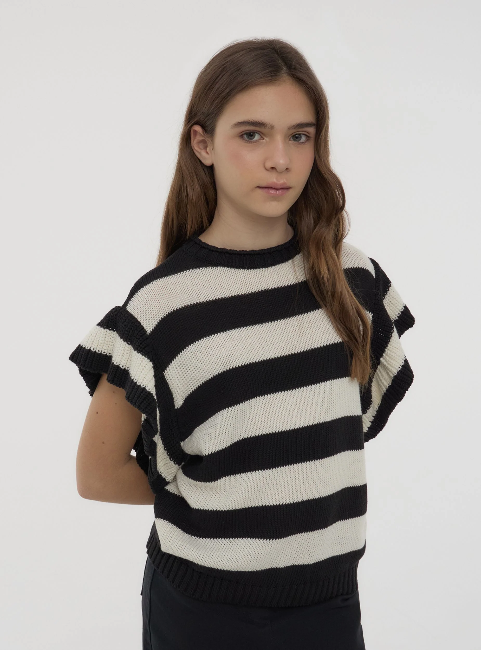 Maglia a righe con maniche corte - Image 2