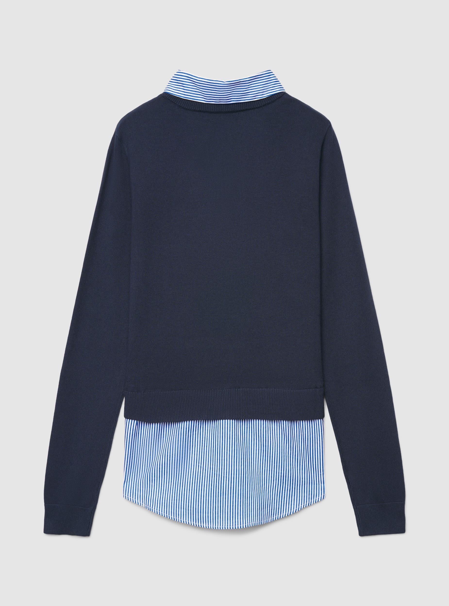 Maglia con collo camicia a righe