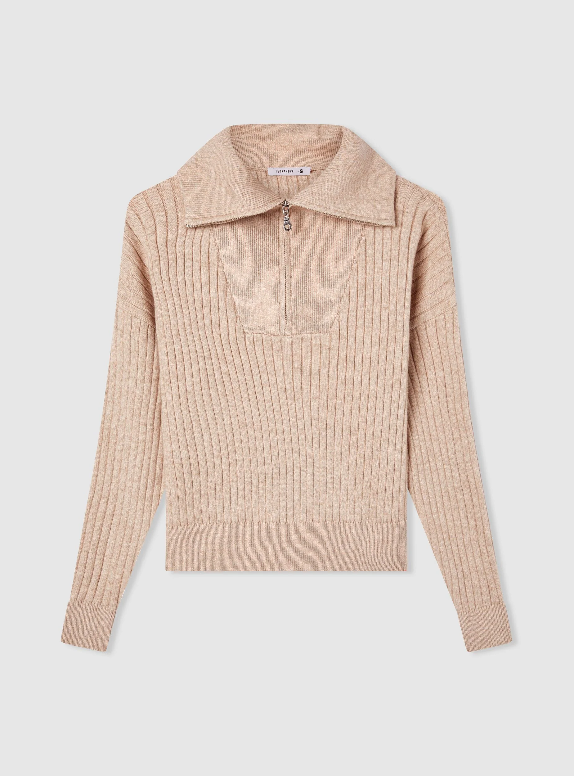 Maglia con zip e collo ampio - Image 5