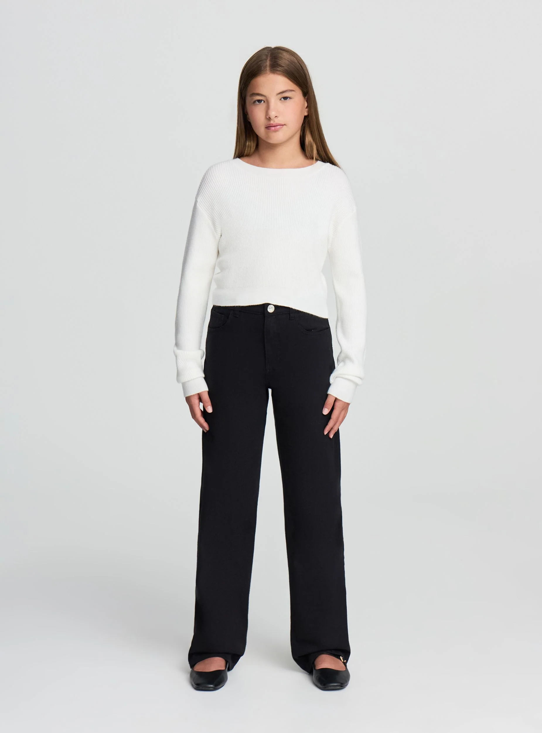 Maglia crop a costine tinta unita