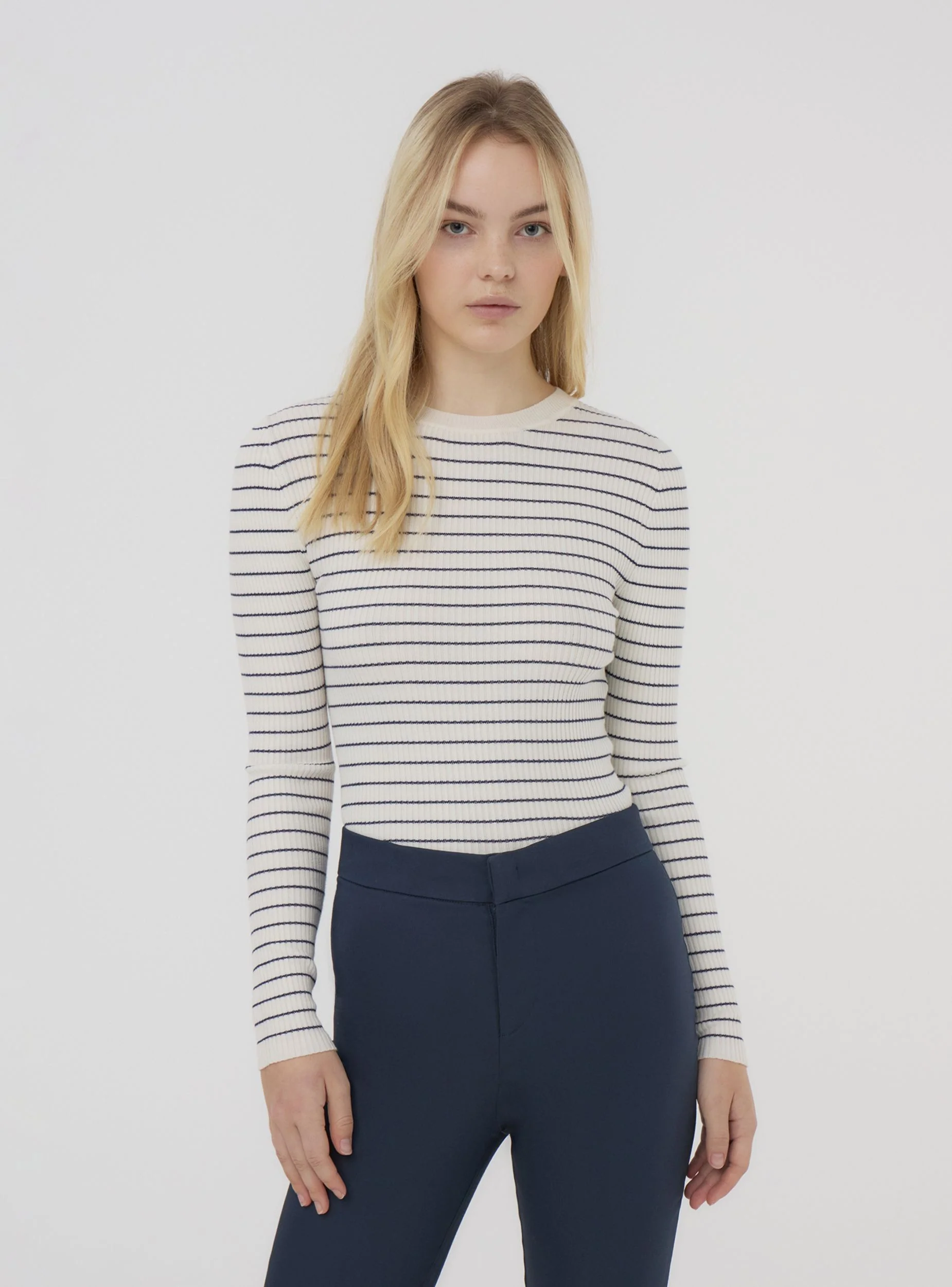 Maglia crop a righe a costine - Image 2