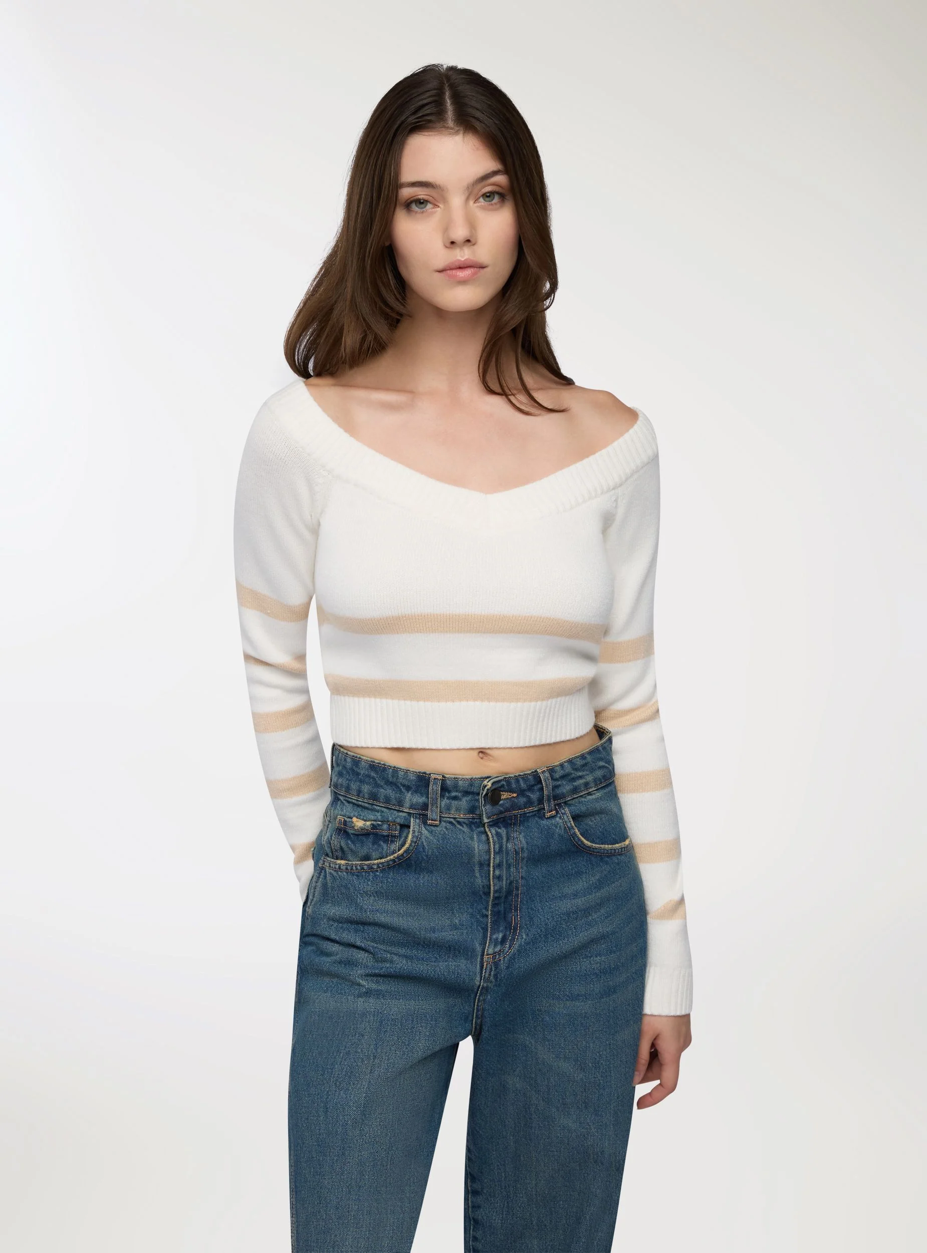 Maglia crop a righe