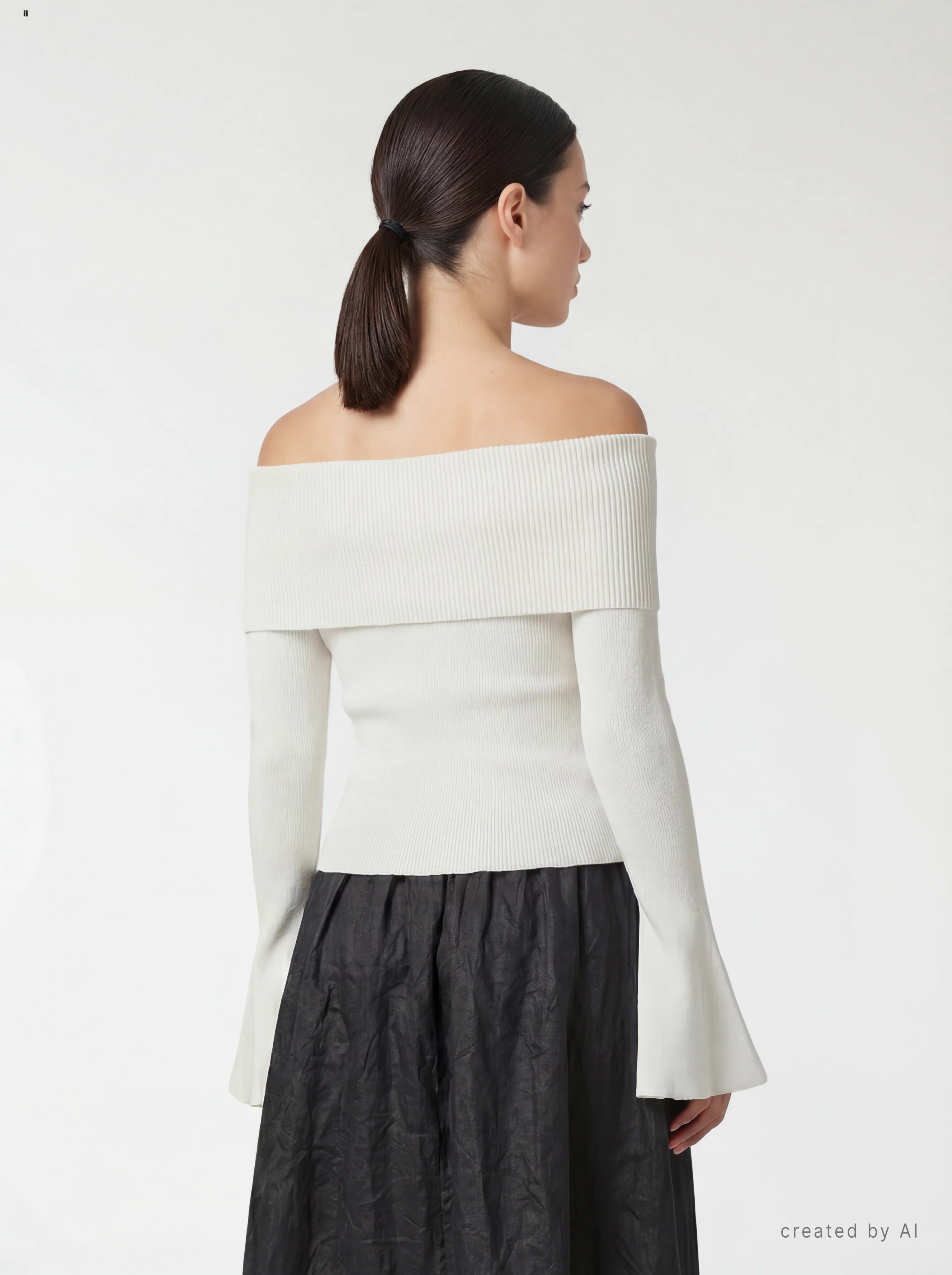 Maglia crop a spalle scoperte maniche a campana - Image 4
