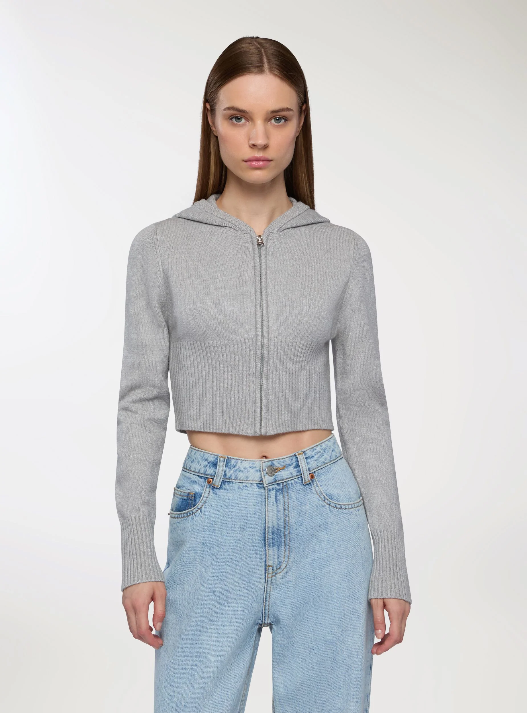 Maglia crop con zip e cappuccio - Image 4