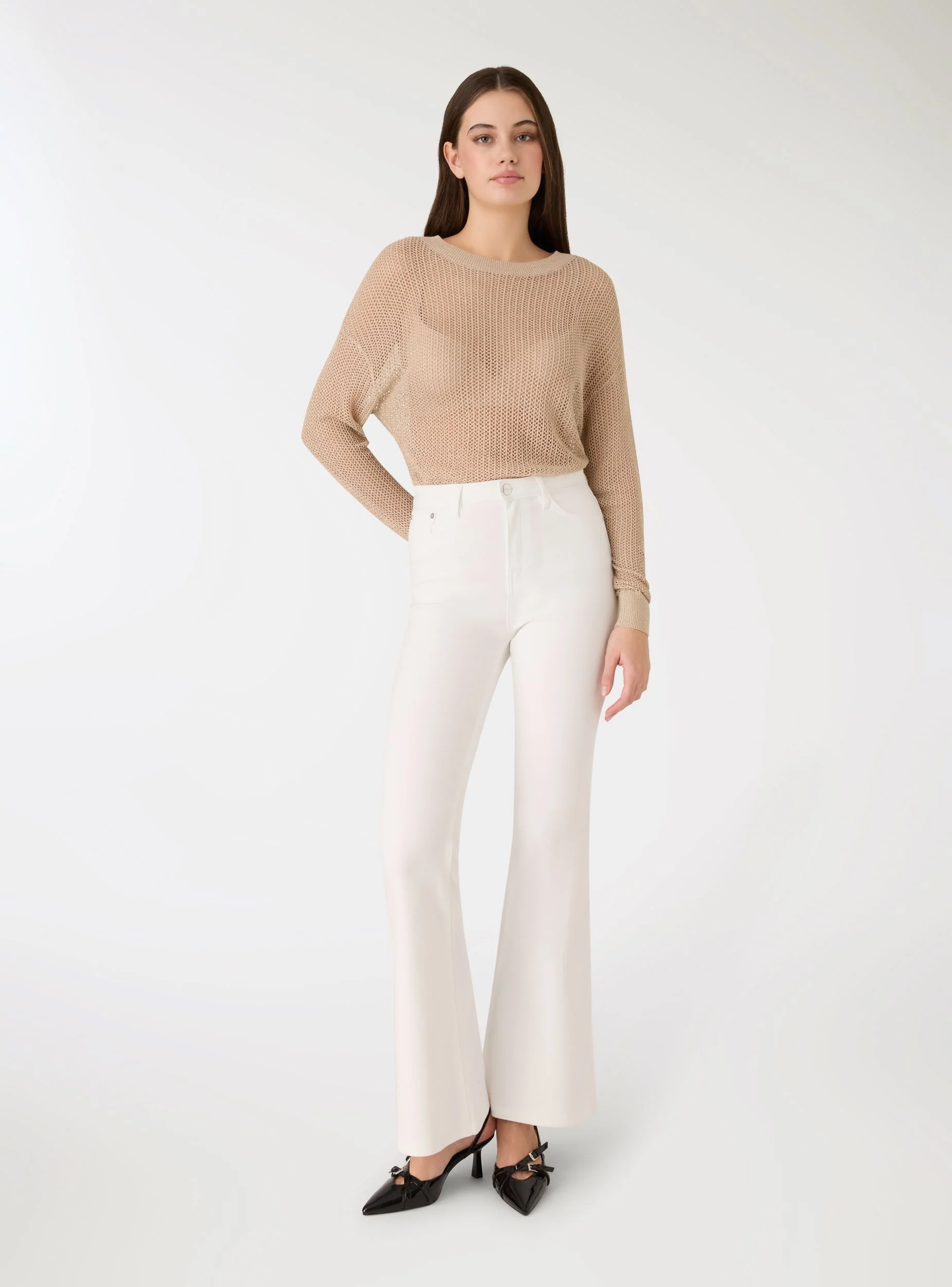 Maglia crop effetto luccicante a rete - Image 4