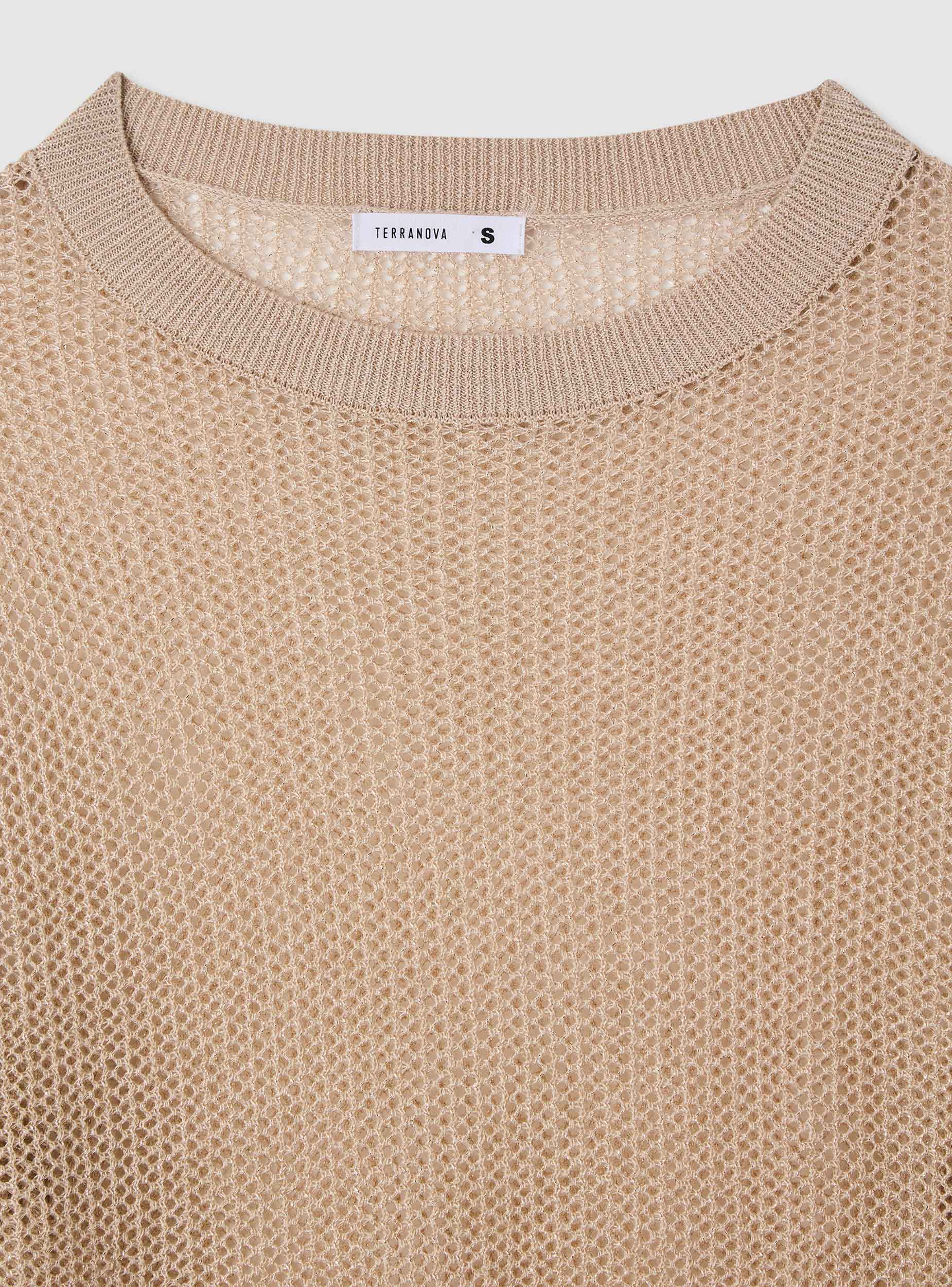 Maglia crop effetto luccicante a rete - Image 5