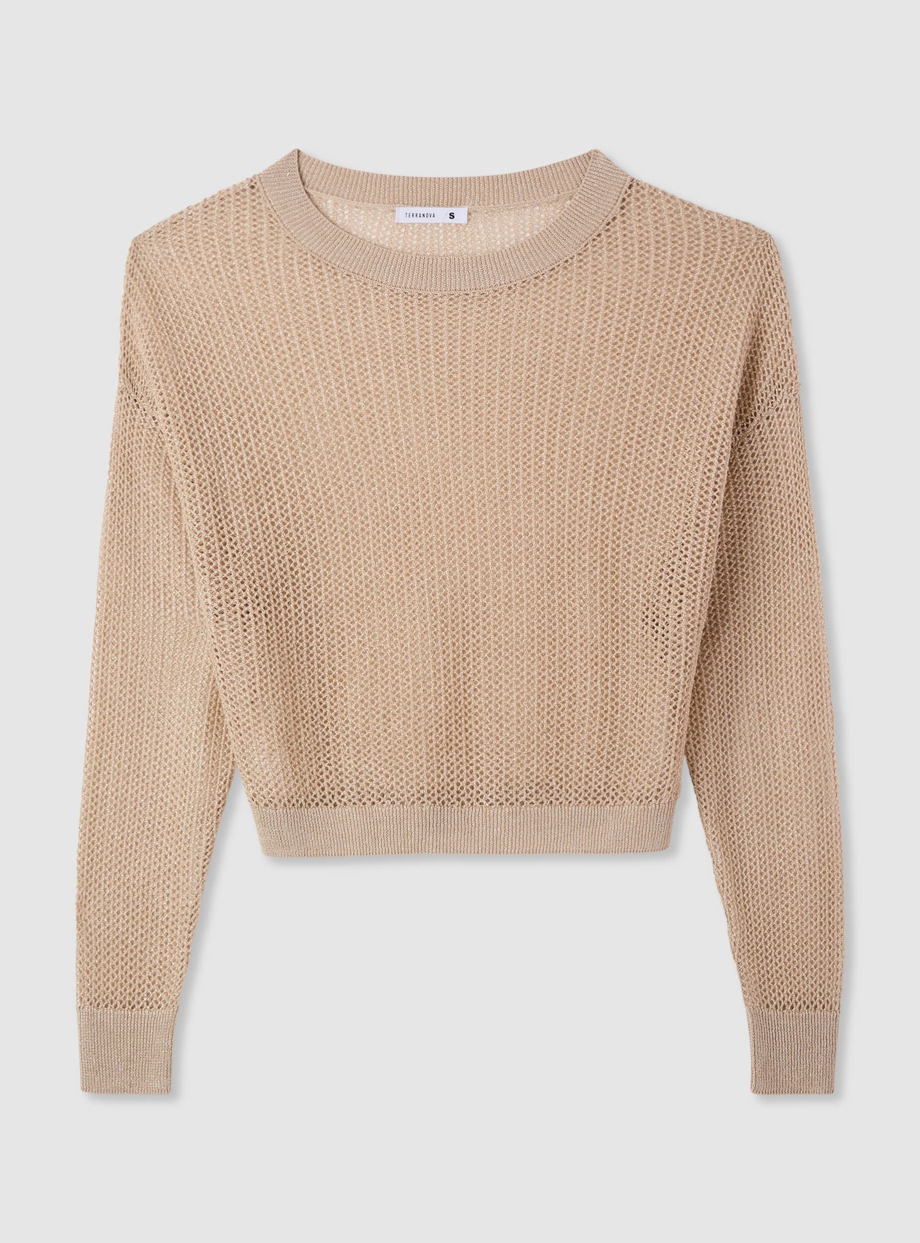 Maglia crop effetto luccicante a rete - Image 7
