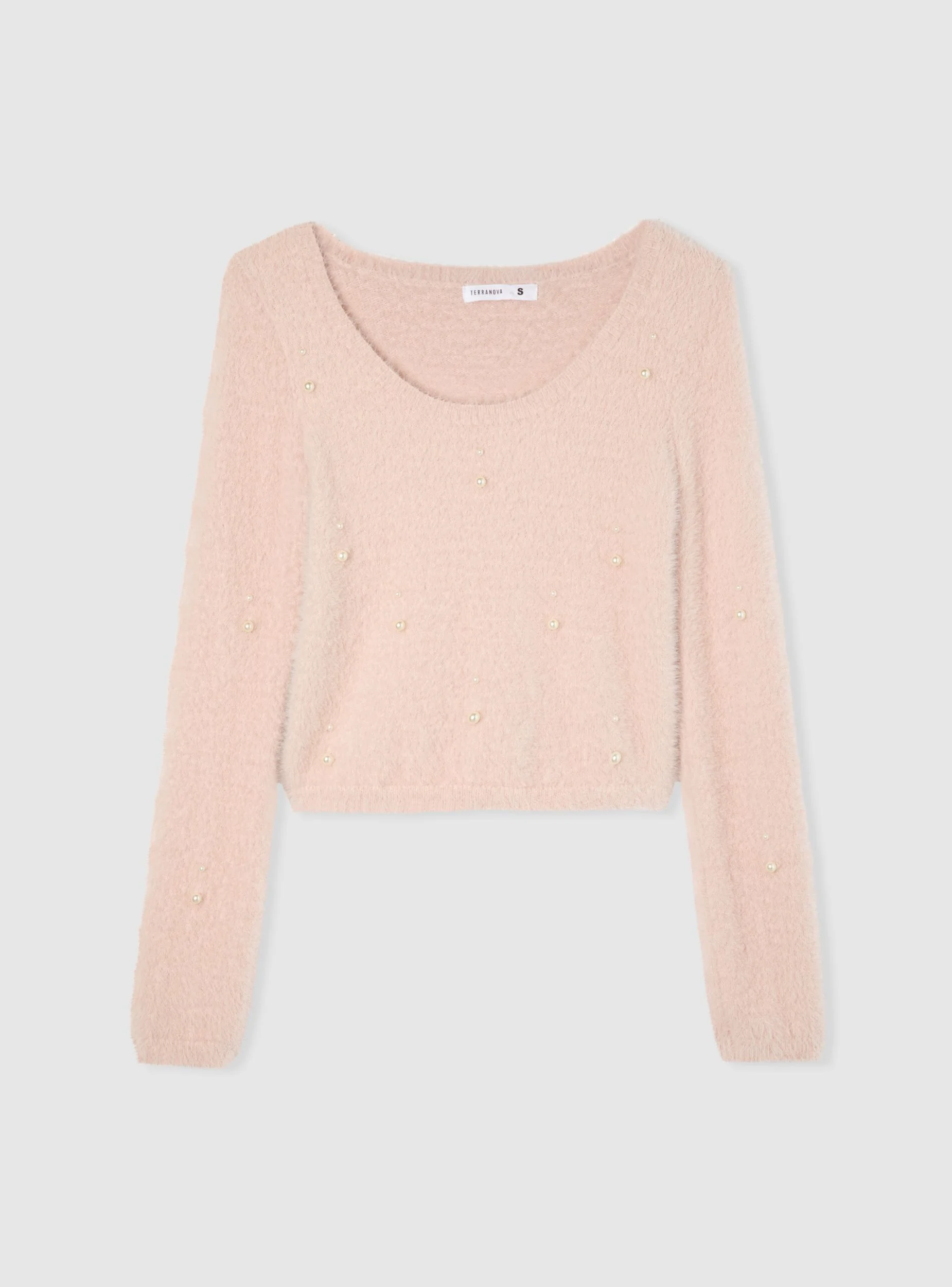 Maglia crop effetto pelo con perle - Image 5