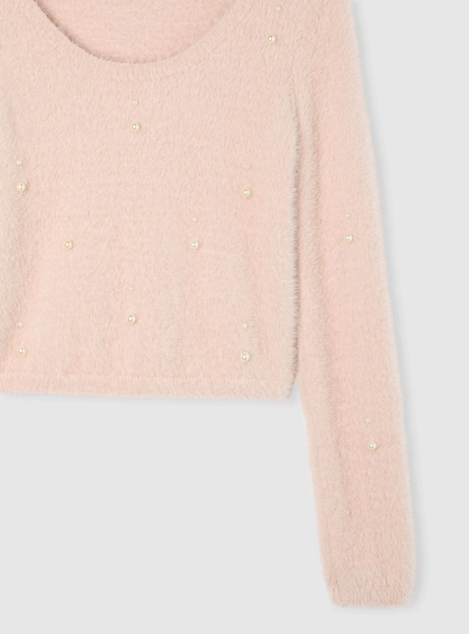 Maglia crop effetto pelo con perle - Image 6