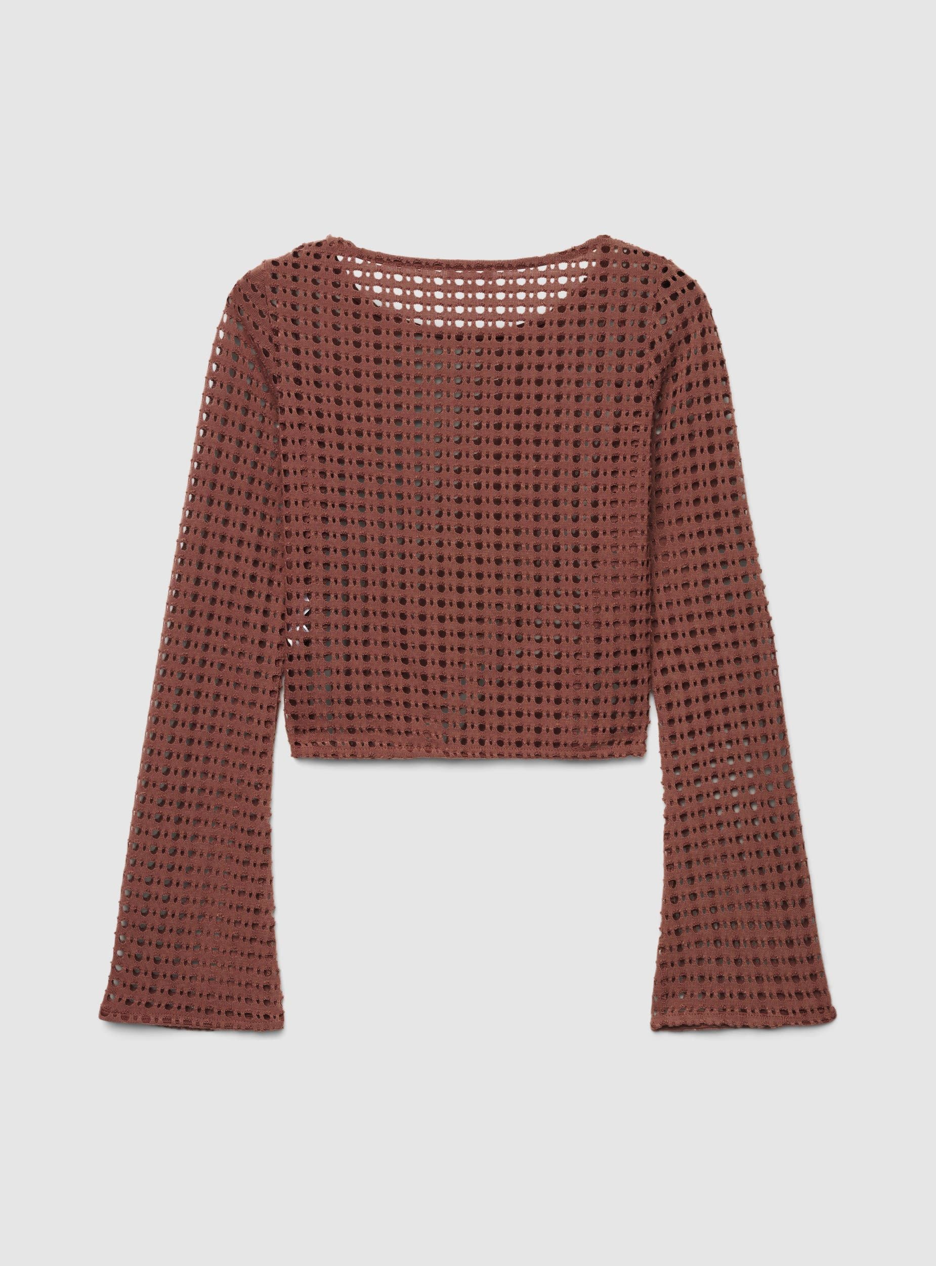 Maglia crop traforata a tinta unita - Image 7