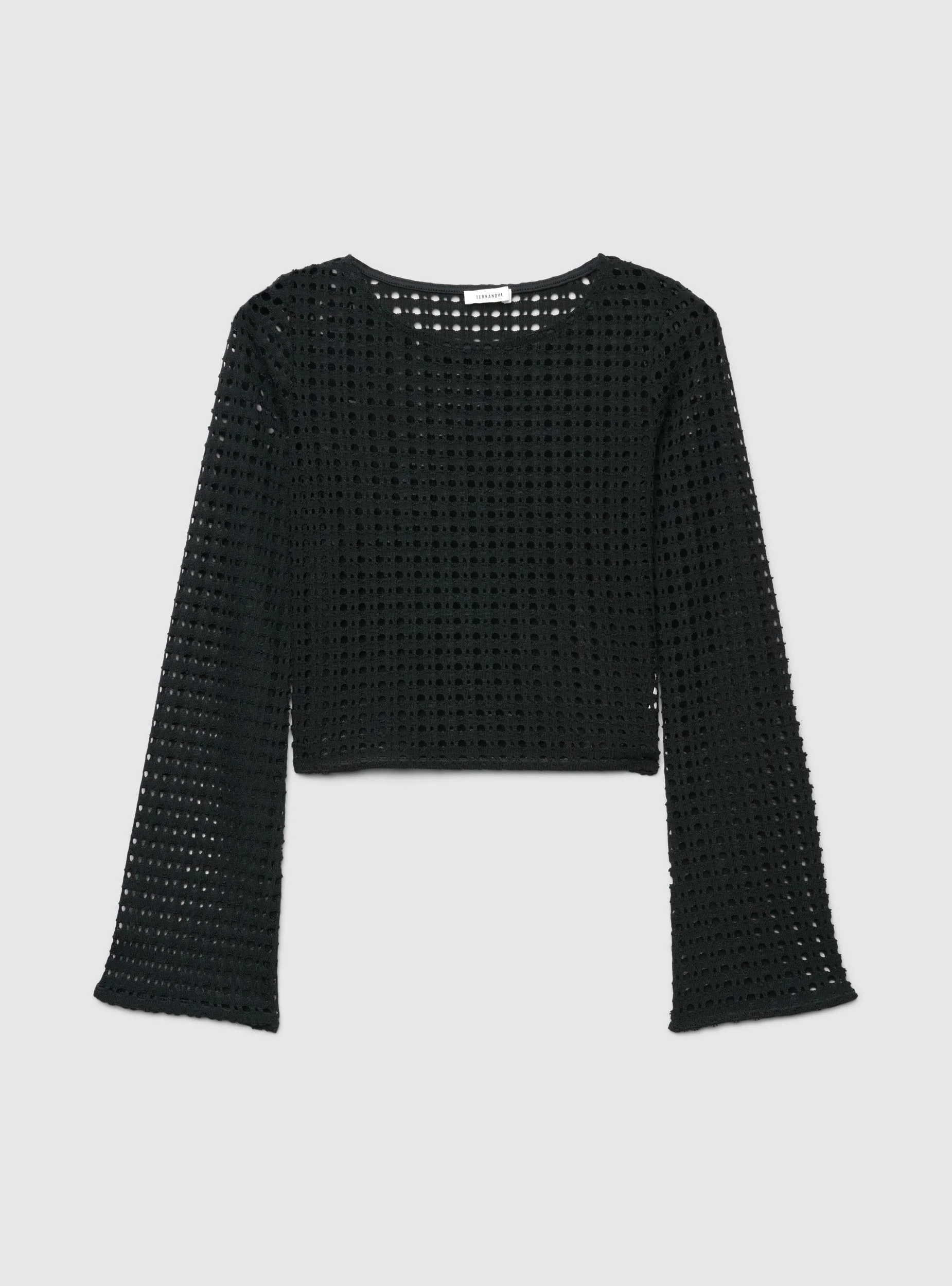 Maglia crop traforata a tinta unita - Image 5
