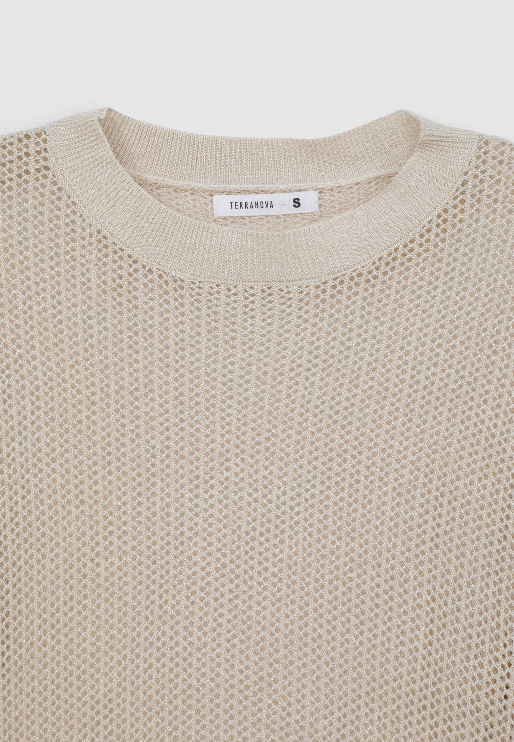 Maglia crop traforata effetto luccicante - Image 4